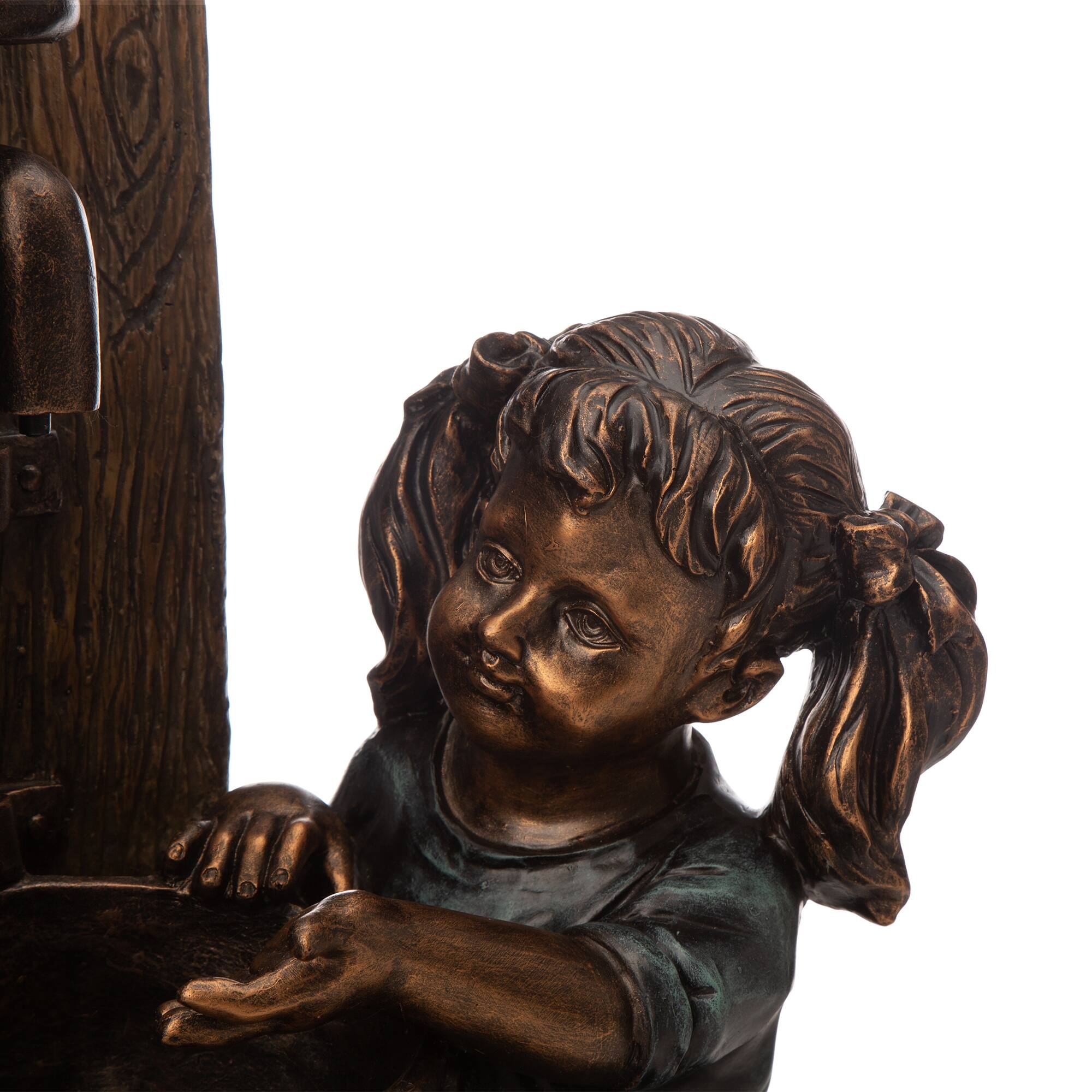 Glitzhome® 25" Polyresin Boy and Girl Sculptural Outdoor Fountain