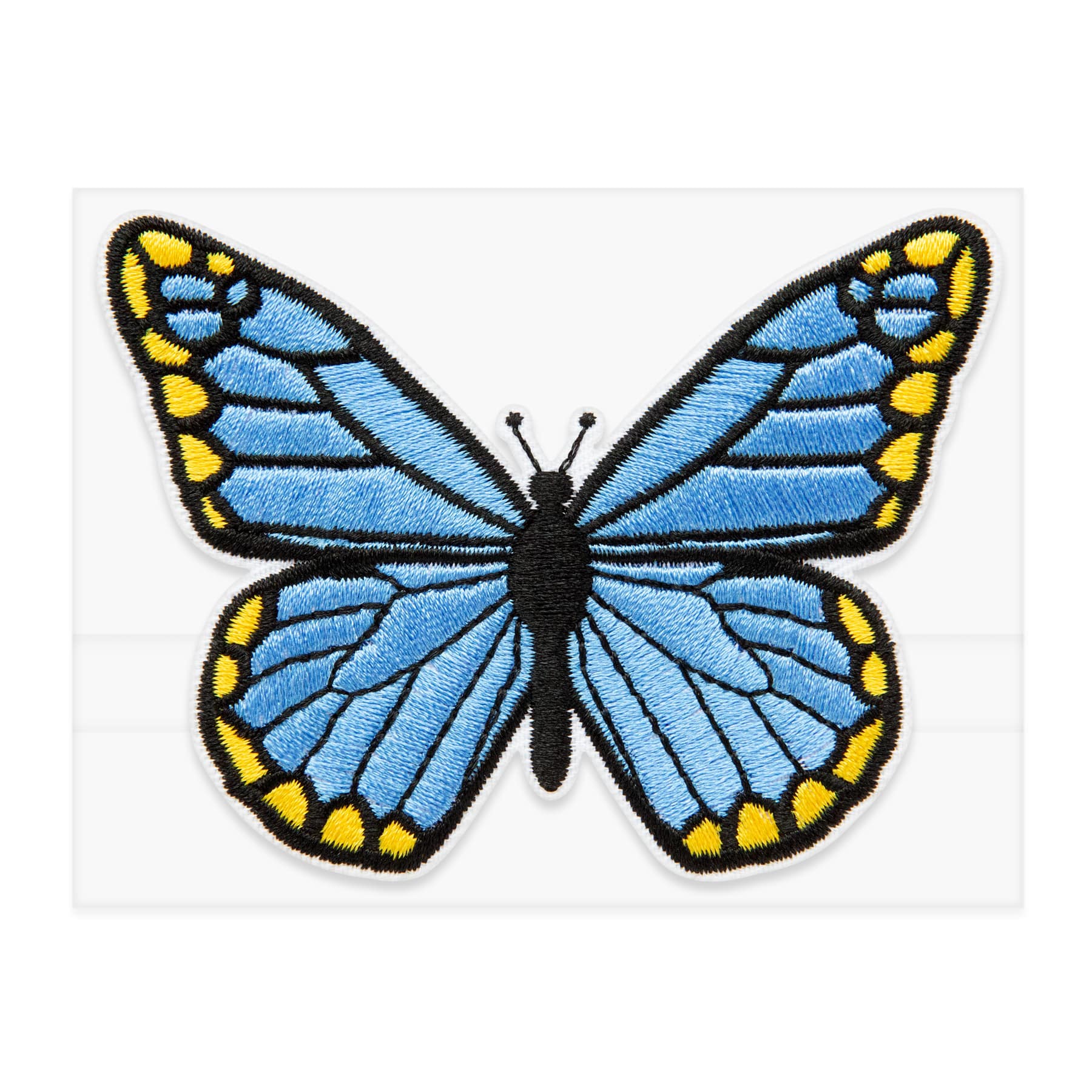 Blue Butterfly Embroidered Iron-On & Adhesive Patch by Make Market®