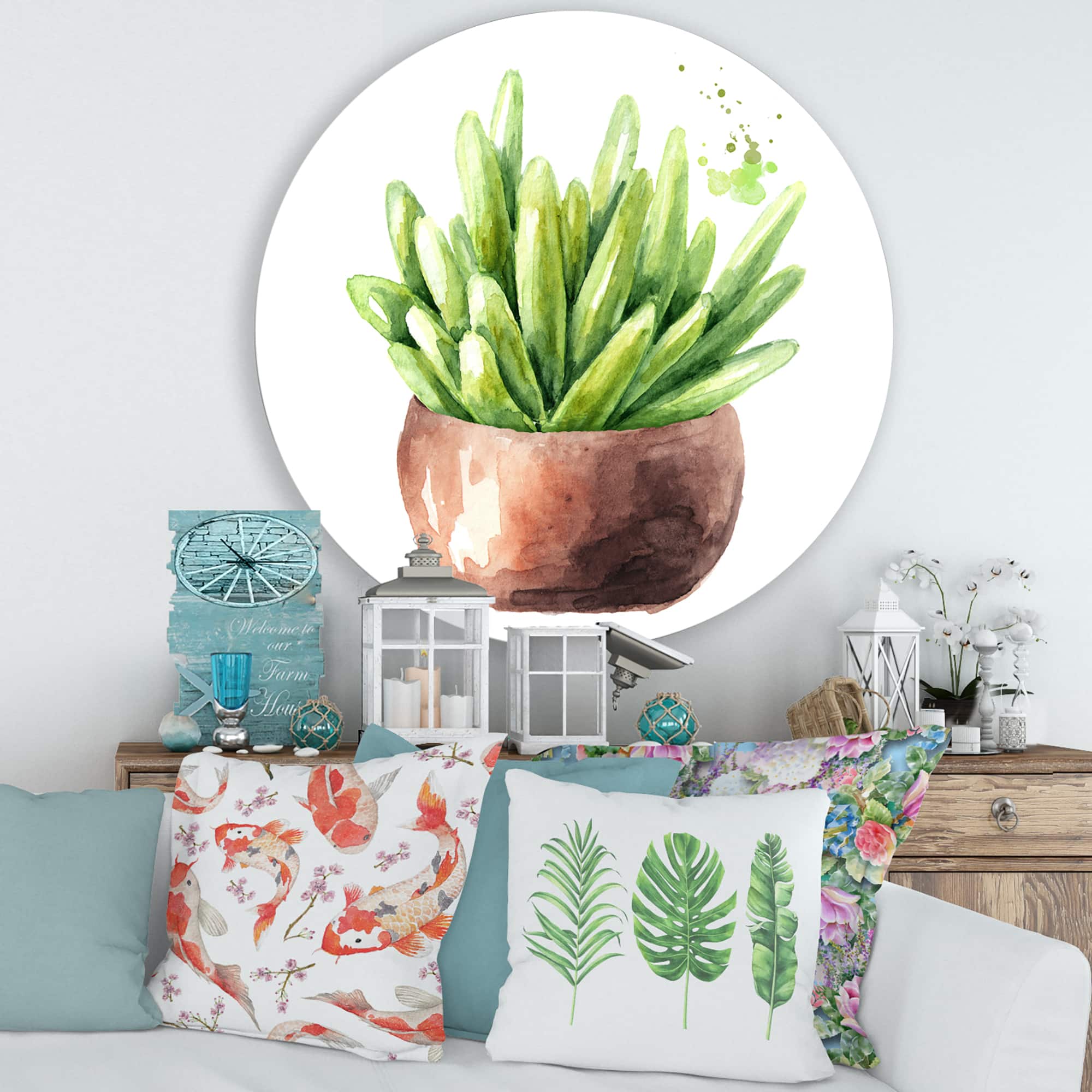 Designart - Succulent Flower In Terracotta Pot I