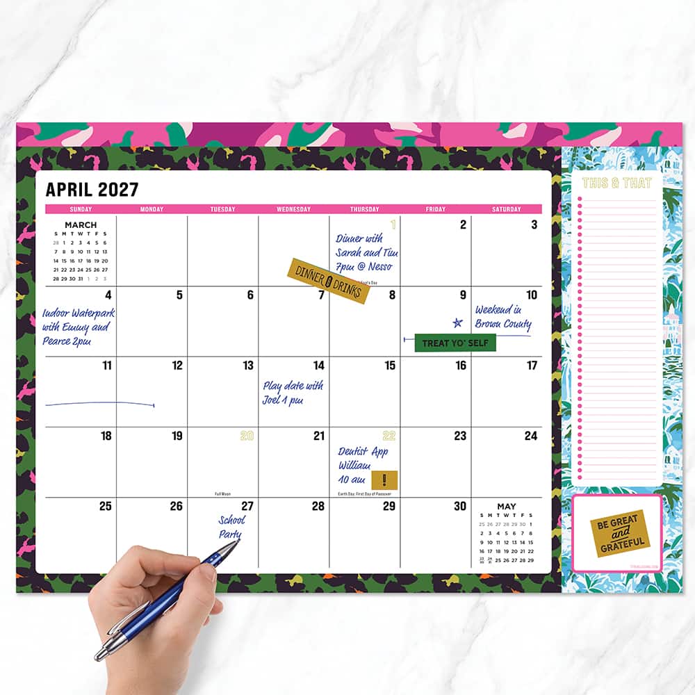 2027 Maximal Mirage Medium Desk Pad Monthly Blotter Calendar