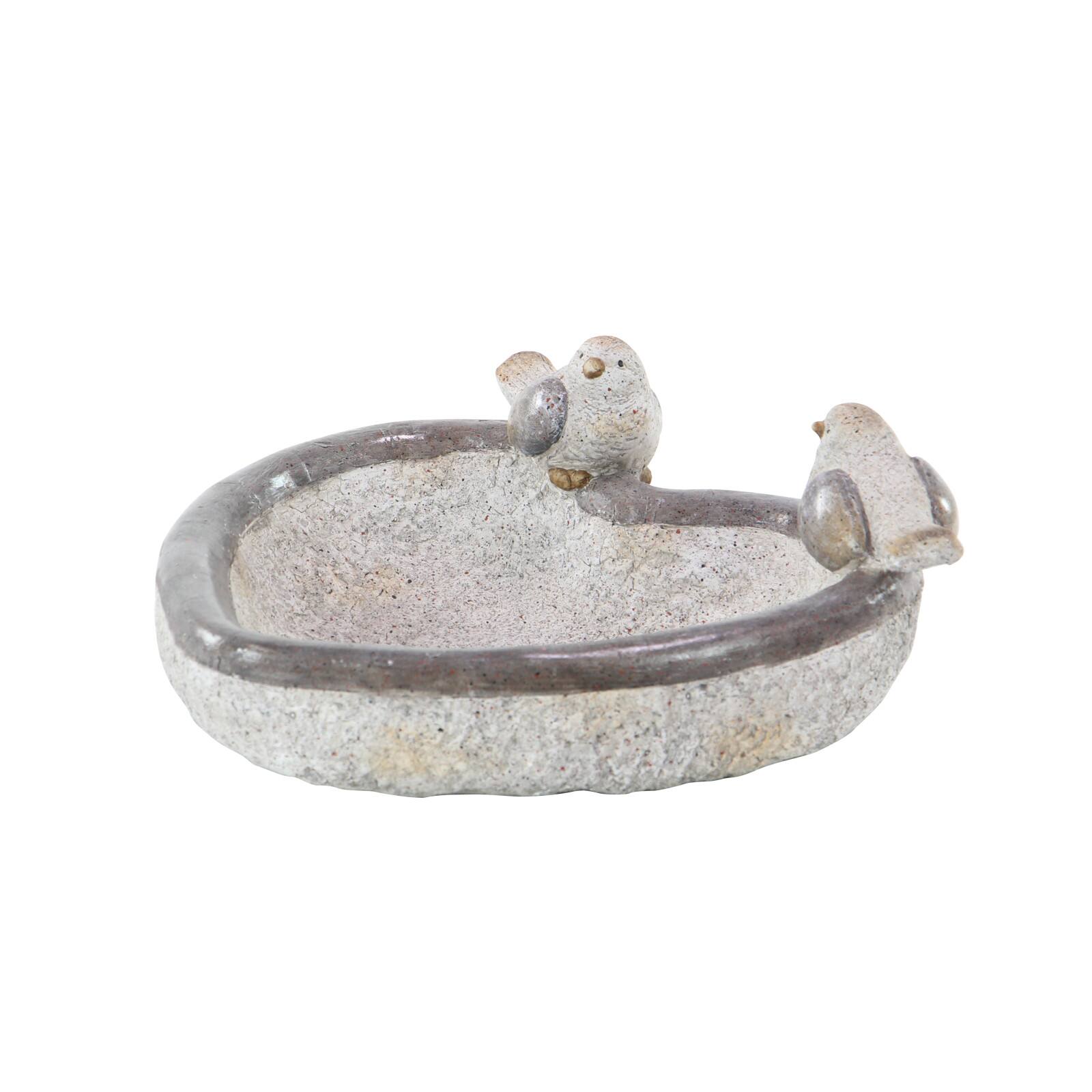 15" Gray Polystone Country Birds Garden Sculpture