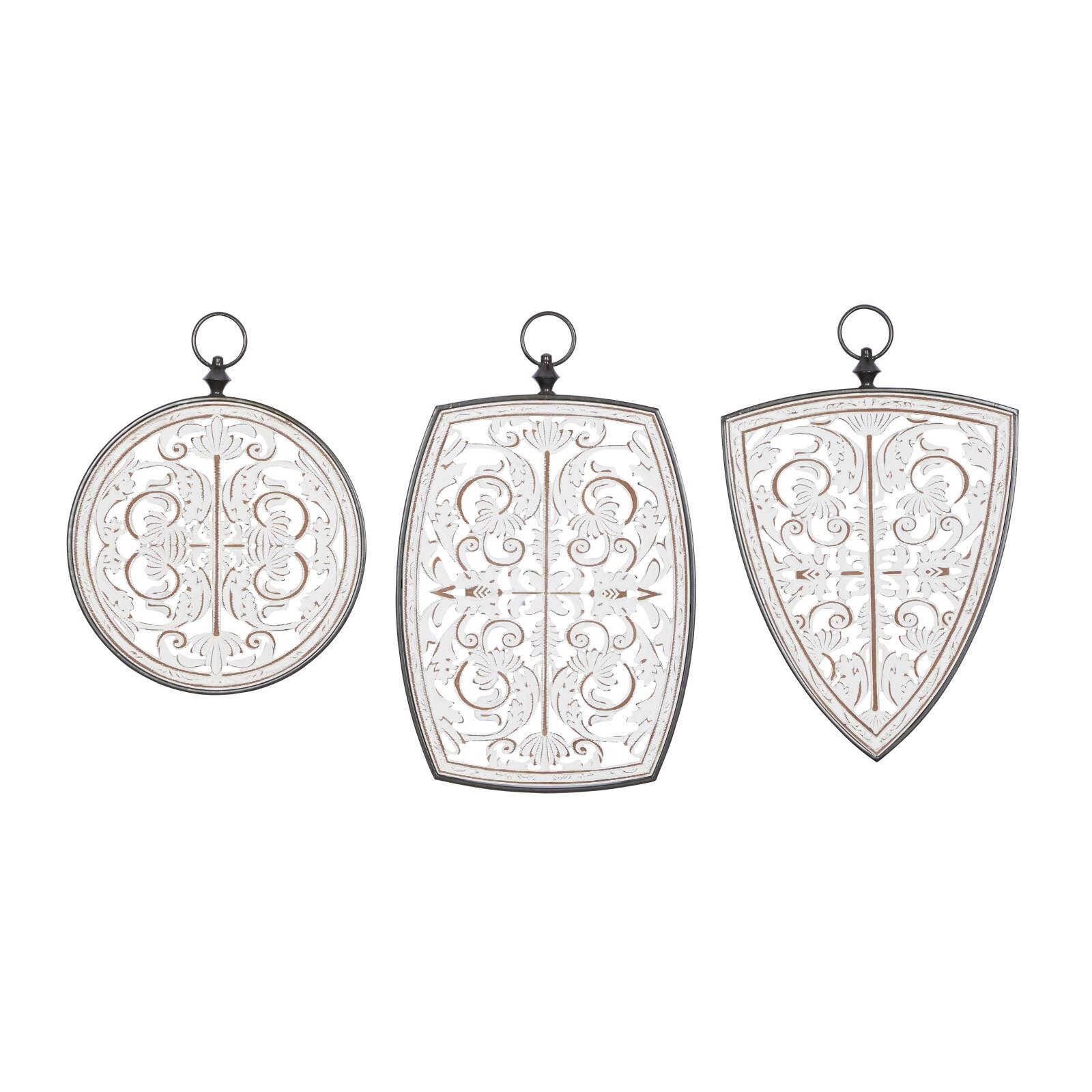 White Wood Farmhouse Geometric Wall Décor Set