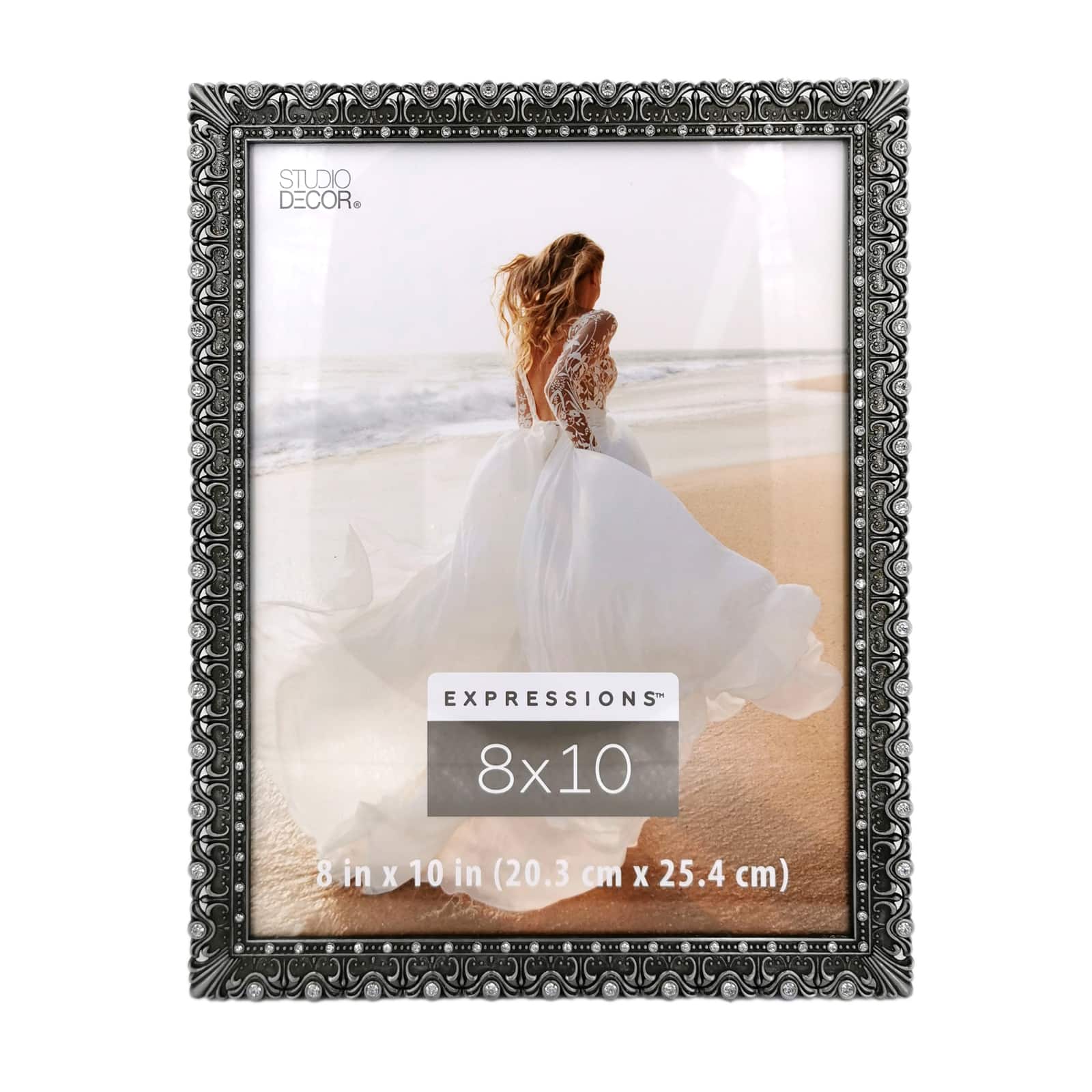 Expressions™ 8" x 10" Pewter Ornate Jewelled Frame by Studio Décor®