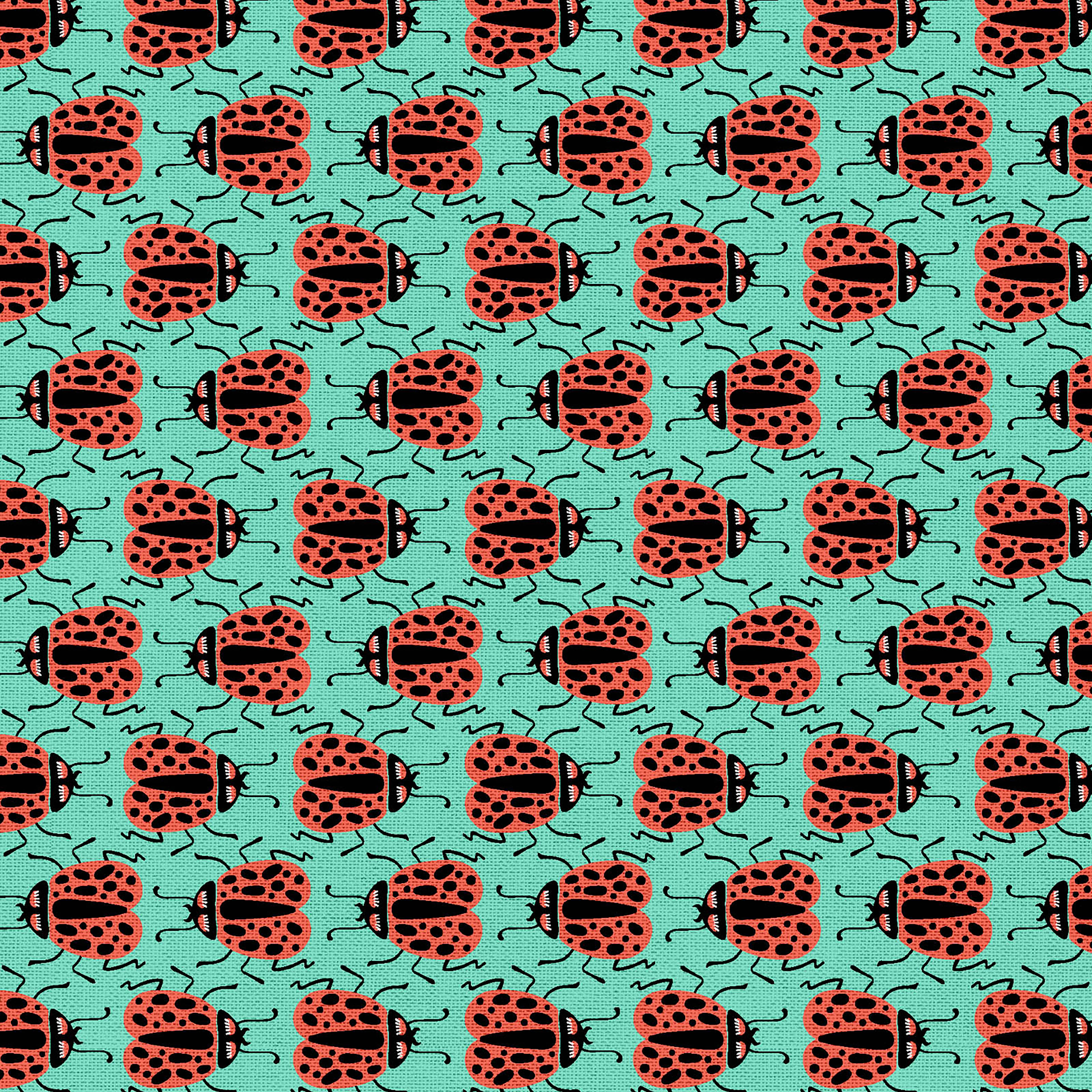 Fabric Editions Turquoise Ladybug Cotton Fabric
