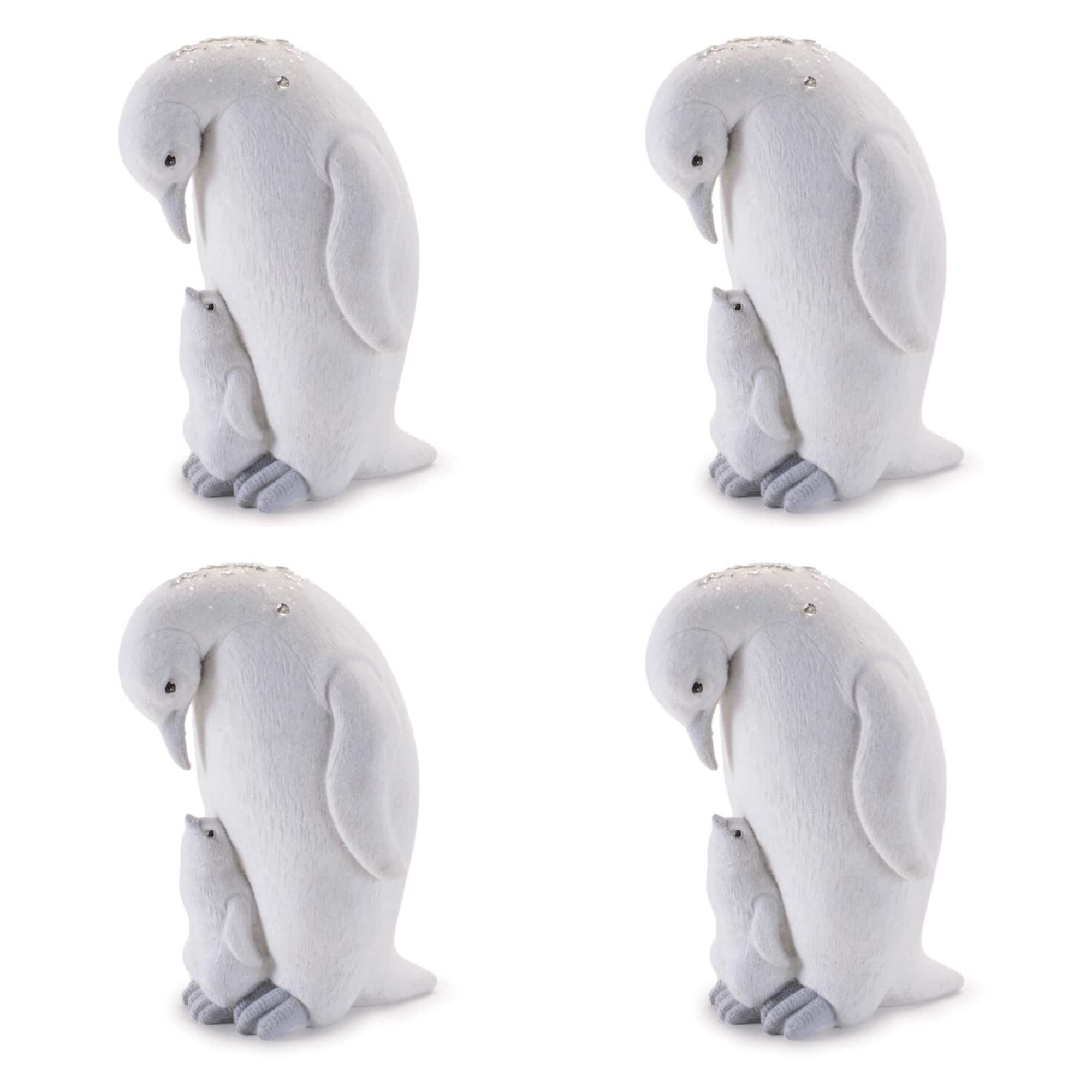Melrose 6.25" White Finish Penguin & Chick Figurines, 4ct.
