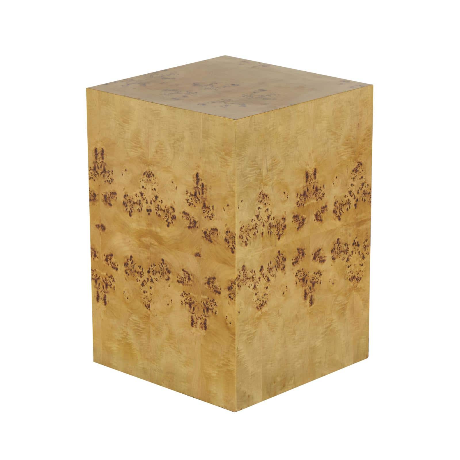 23" Brown Square Cube Accent Table with Wood Grain Patterns