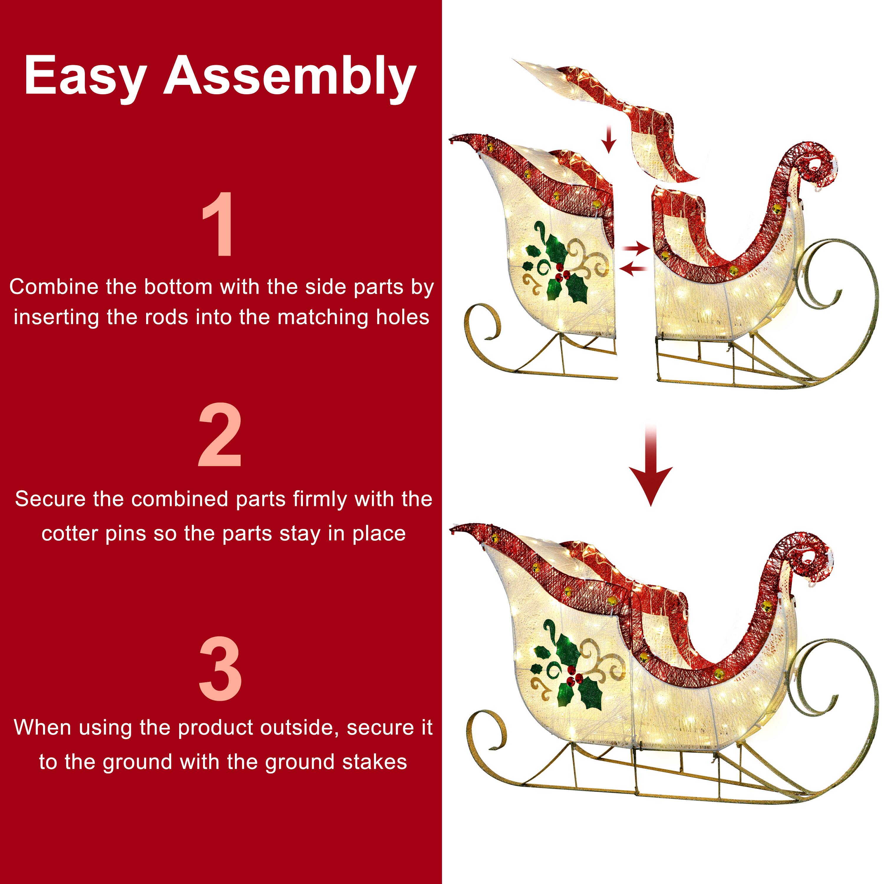 Puleo International 32" Pre-Lit Sleigh Christmas Holiday Décor with Warm White LED Lights