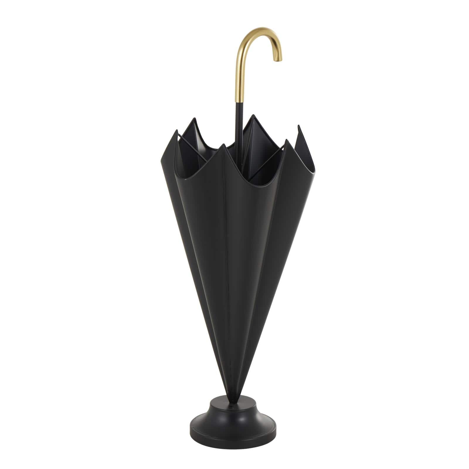Black Metal Umbrella Stand with Gold Handle