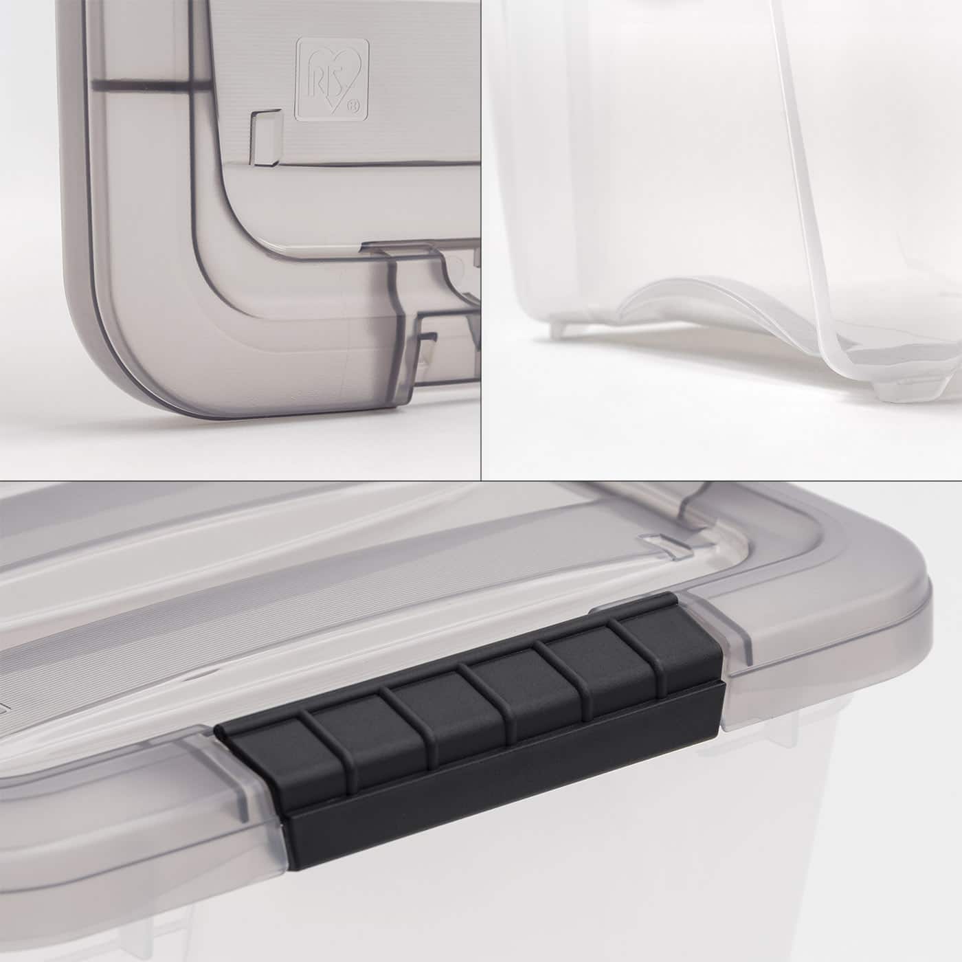 IRIS® Stack & Pull™ Clear Storage Box with Gray Lid