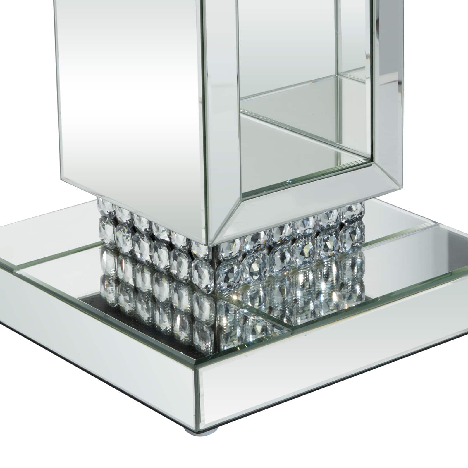 Silver MDF Wood Glam Pedestal Table, 12" x 12" x 28"