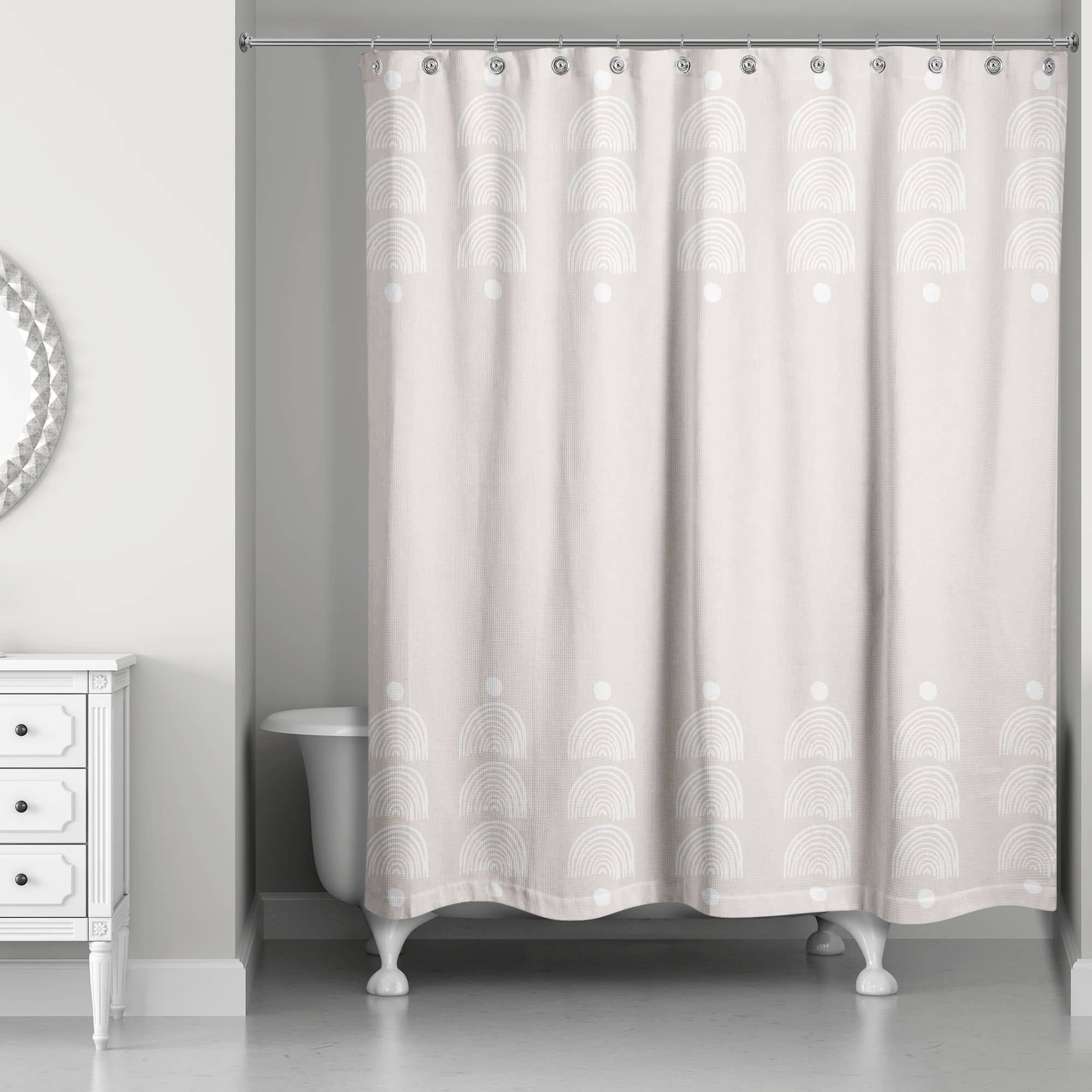 Geometric Half Circle Lines 71" x 74" Shower Curtain