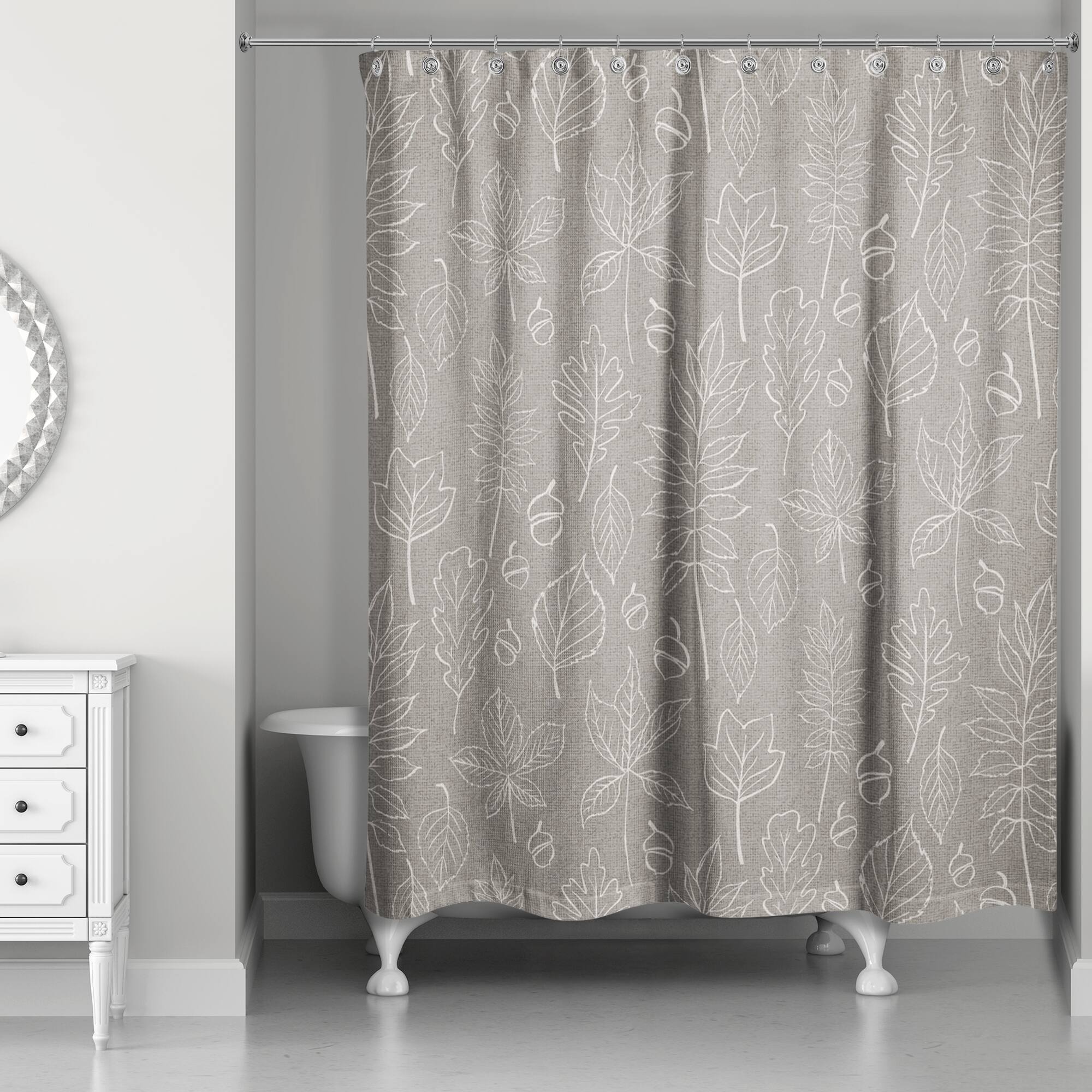 Gray Fall Leaves Shower Curtain