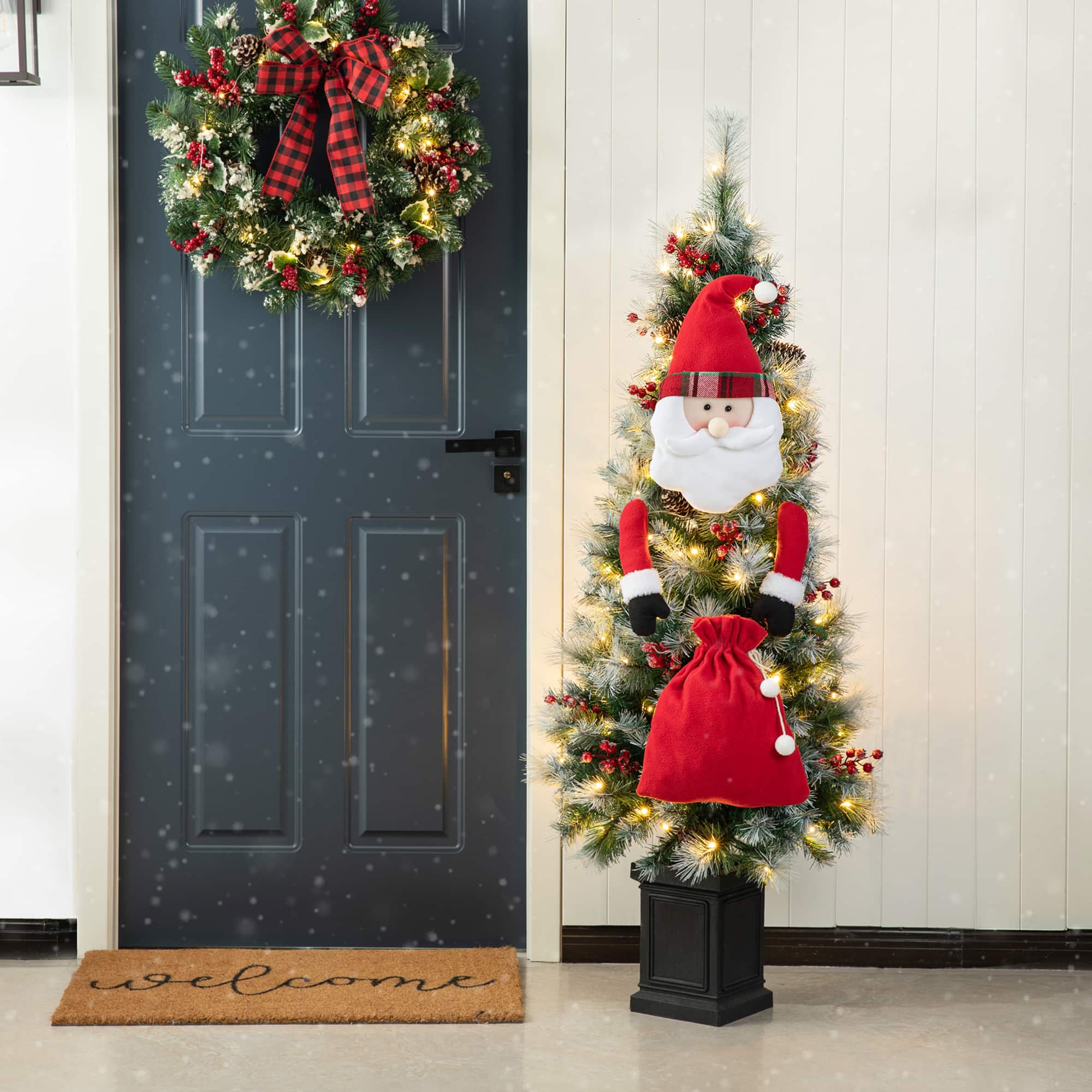 Glitzhome® 20" Jumbo Christmas Fabric Santa Ornament Set