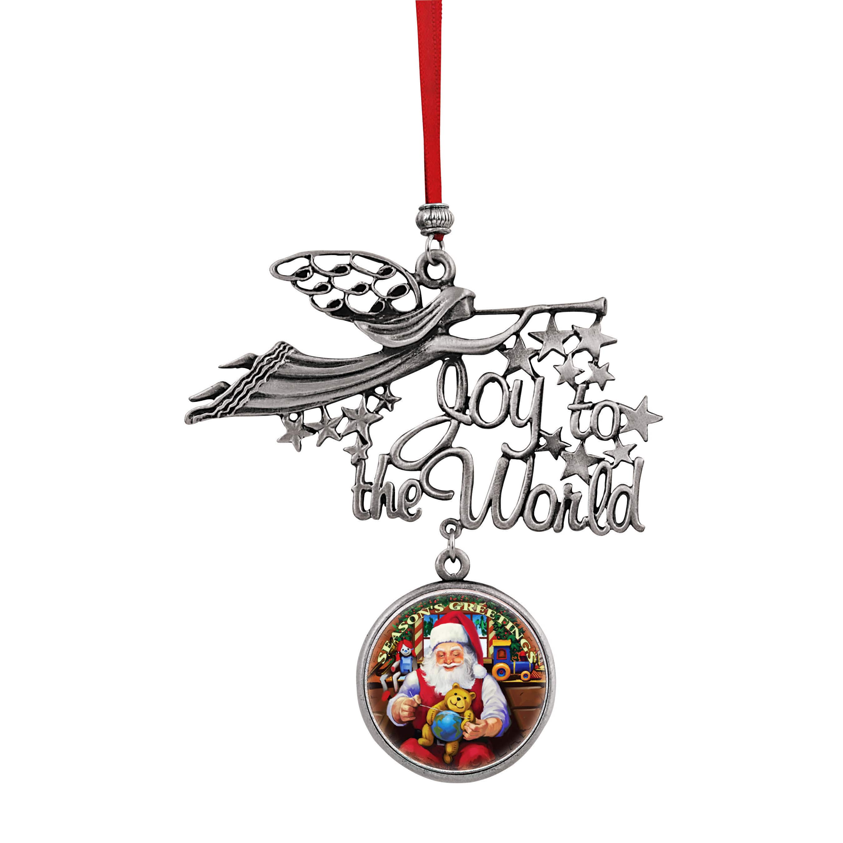 Joy to the World Santa Season's Greetings JFK Half Dollar Ornament
