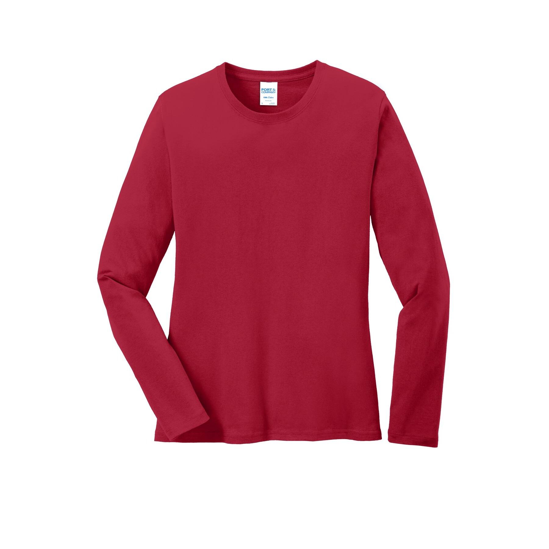 Port & Company® Core Cotton Colors Long Sleeve Ladies T-Shirt in Red | Medium | Michaels®