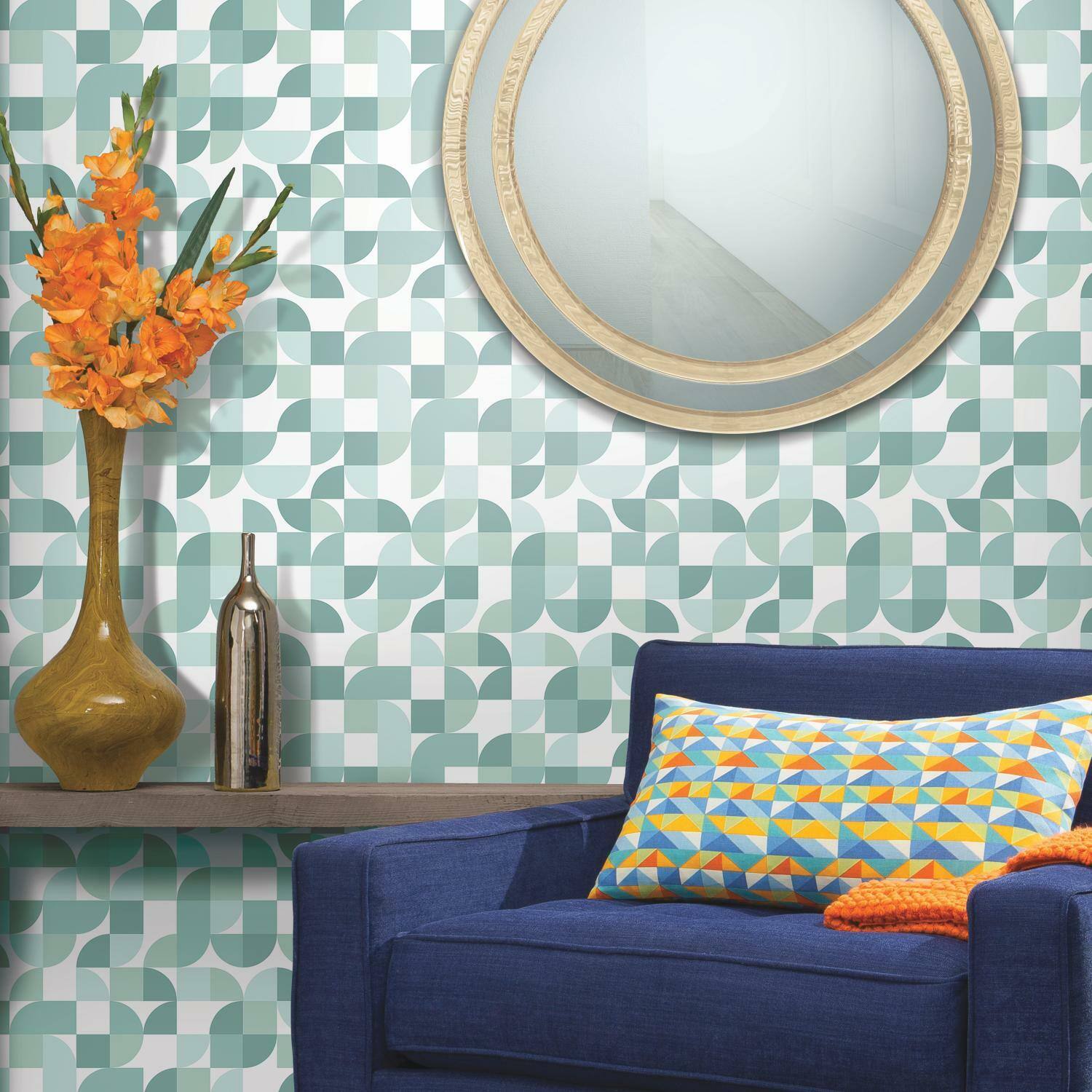 RoomMates Mid-Century Geometric Peel & Stick Wallpaper
