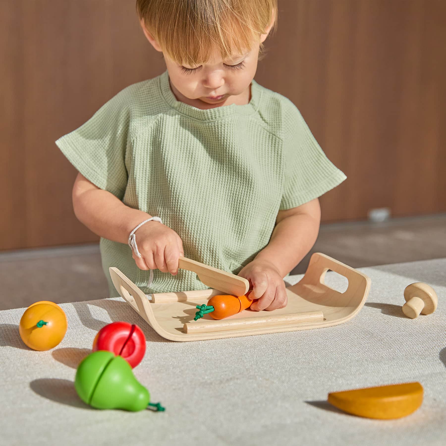 PlanToys Wooden Pretend Play Fruit & Vegetable Food Set