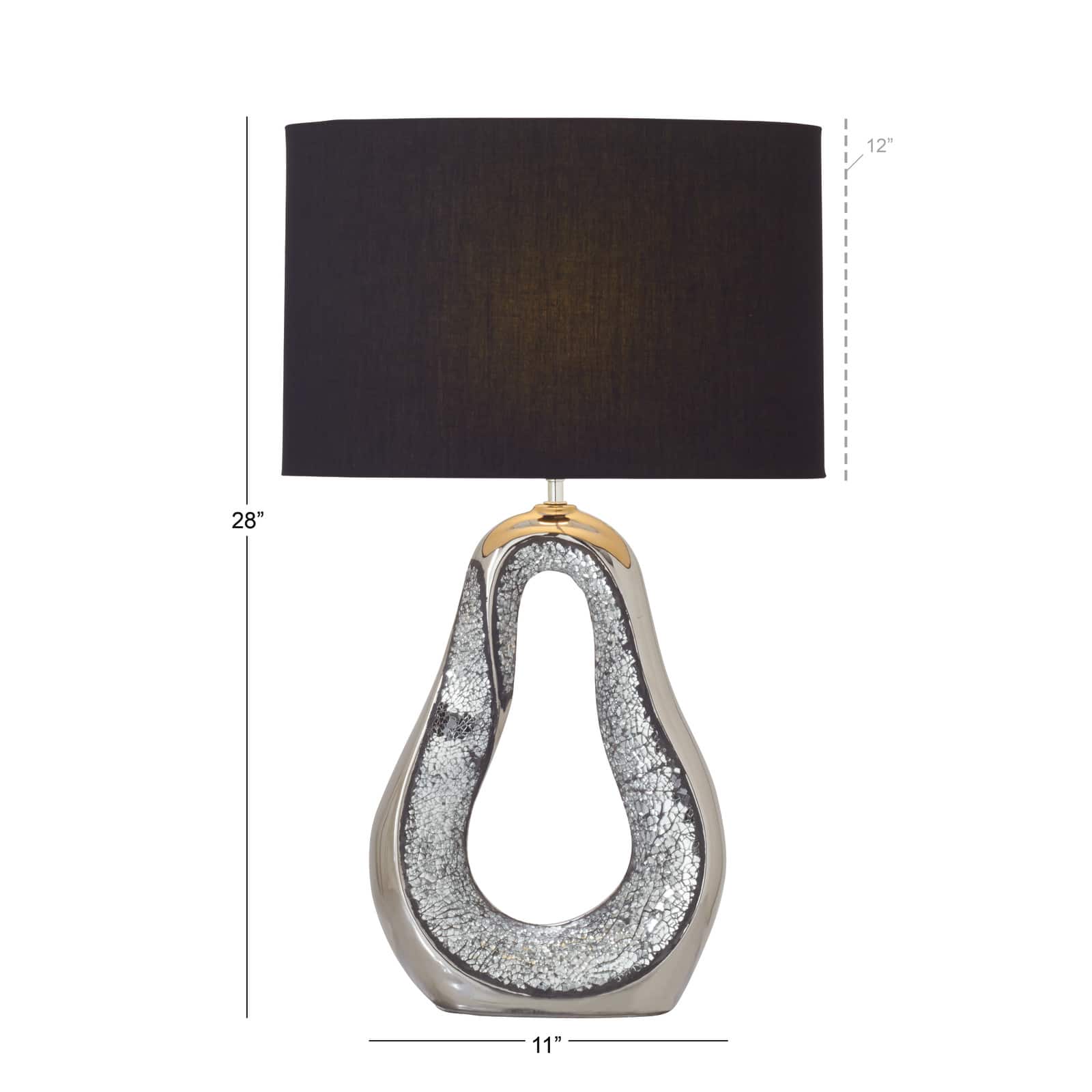 28" Silver Stoneware Glam Table Lamp, 2ct.