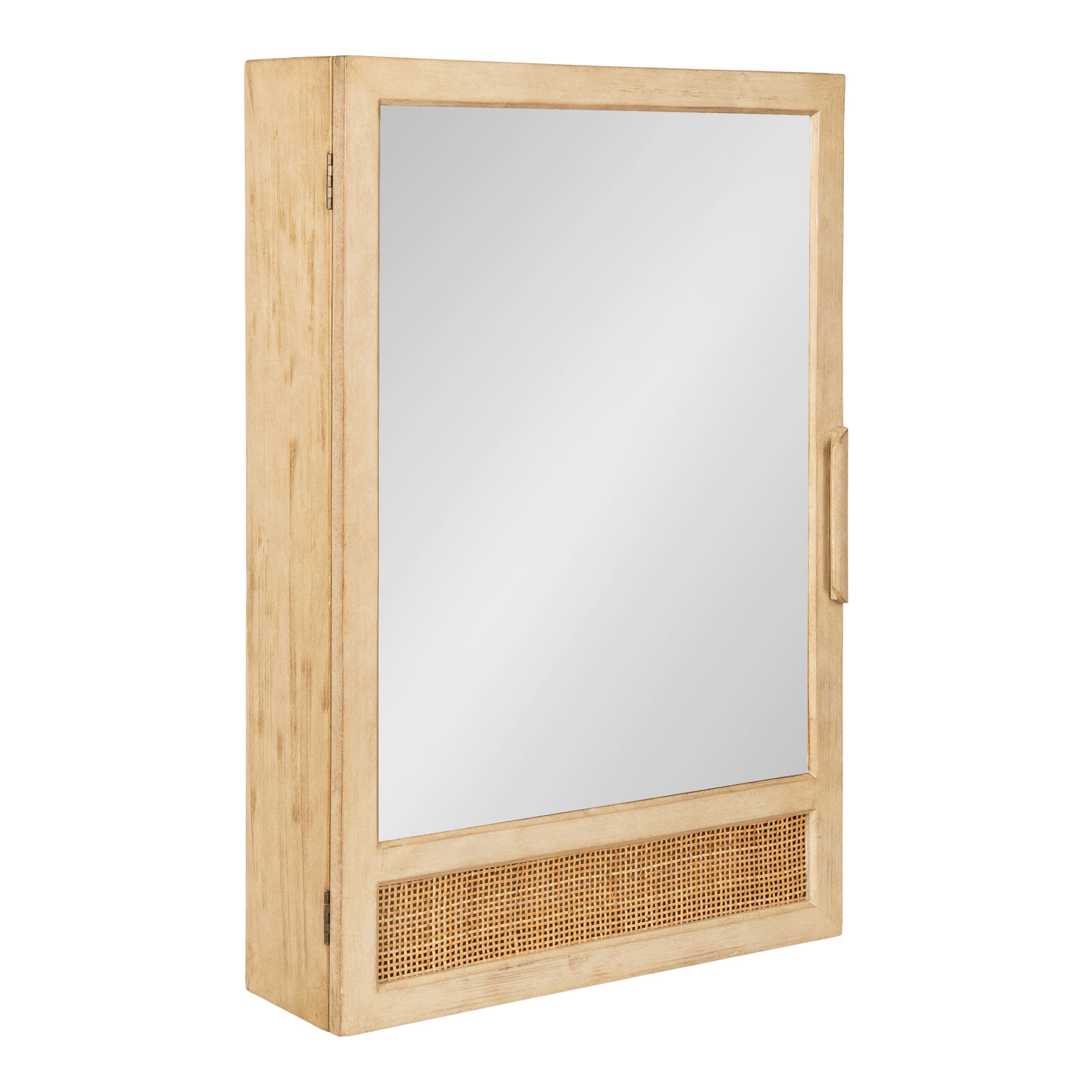 Kate and Laurel Ori Rattan & Wood Mirror Vanity Cabinet