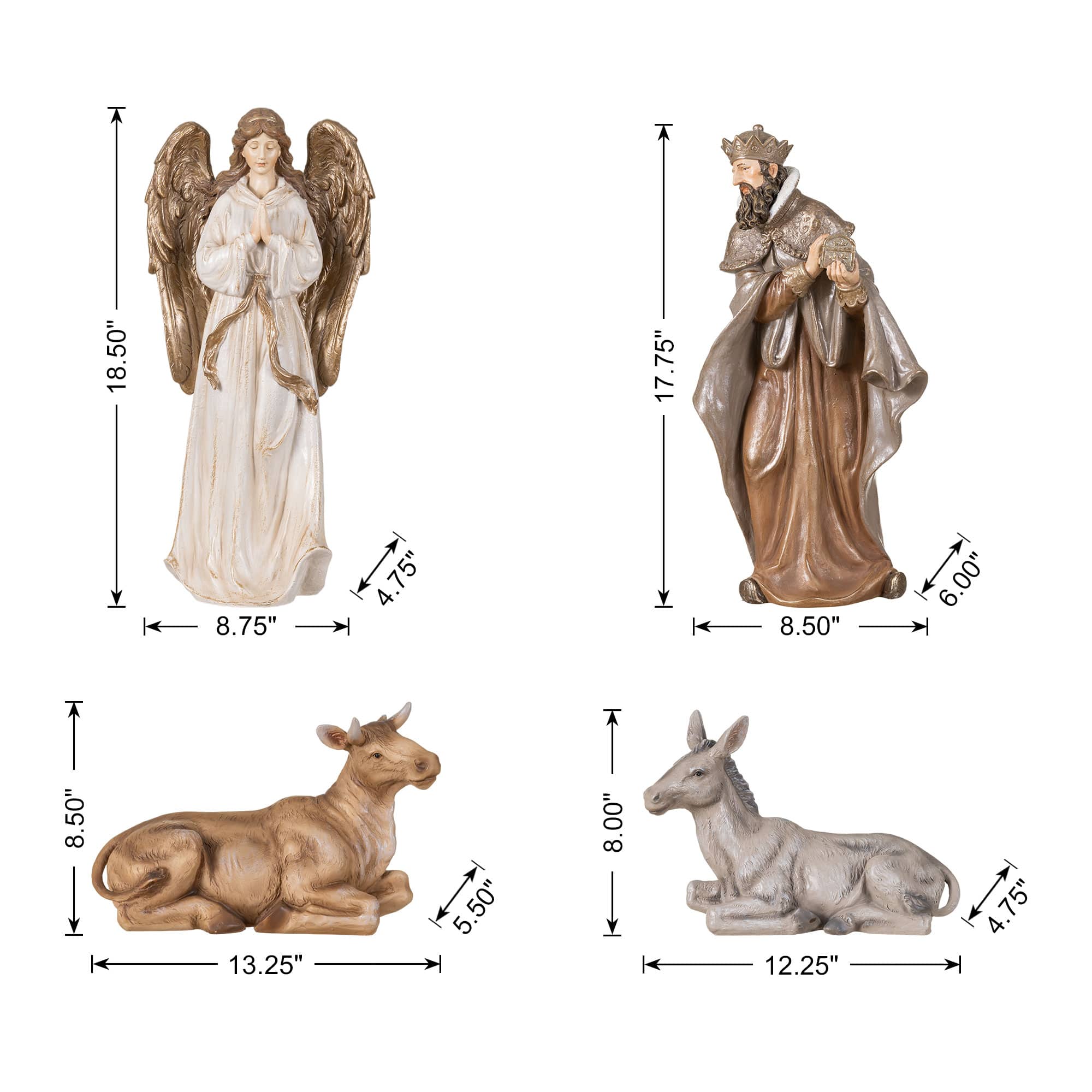 Glitzhome® 18" 10-Piece Oversized Christmas Nativity Figurine Set