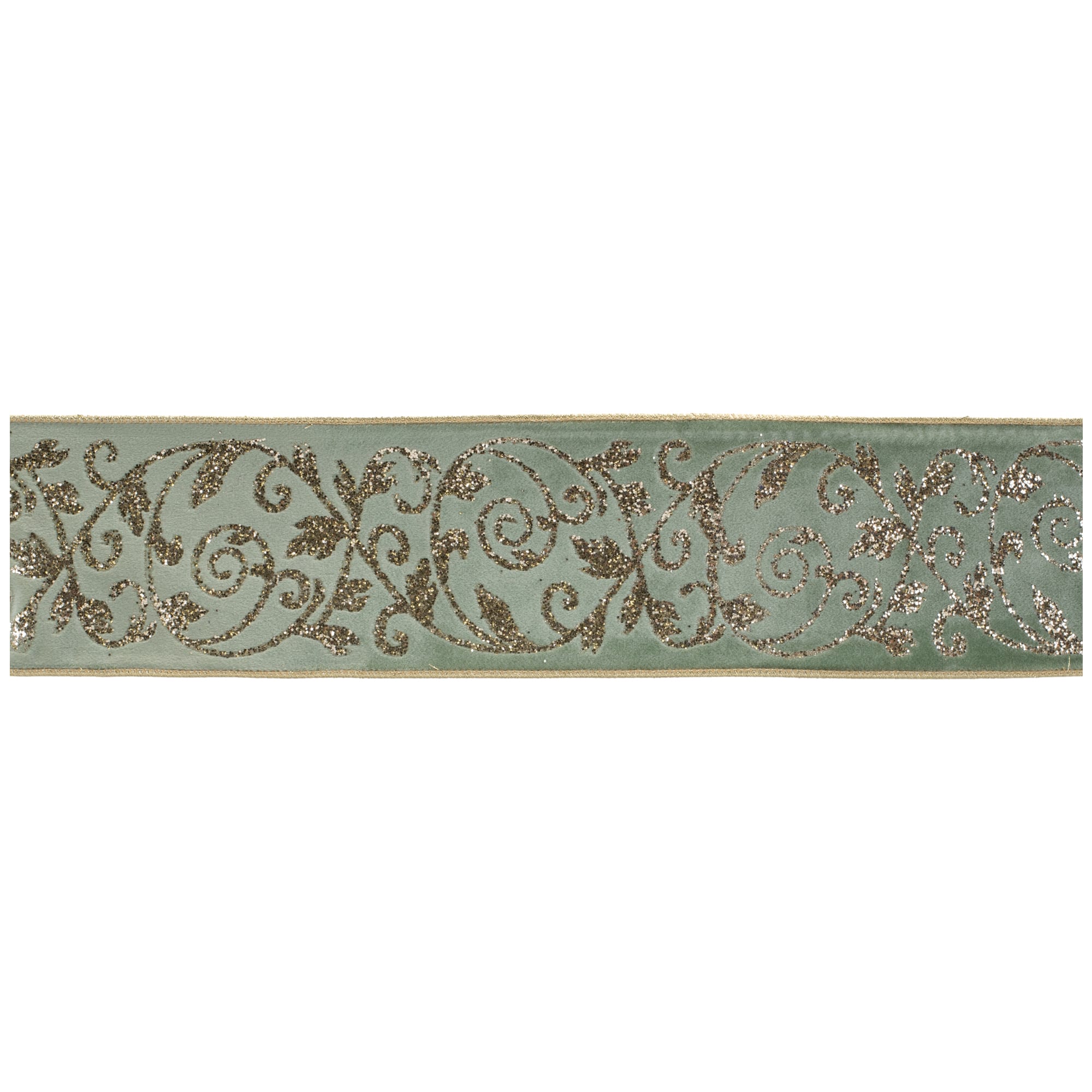 4" x 5yd. Ornate Glittered Wired Ribbon