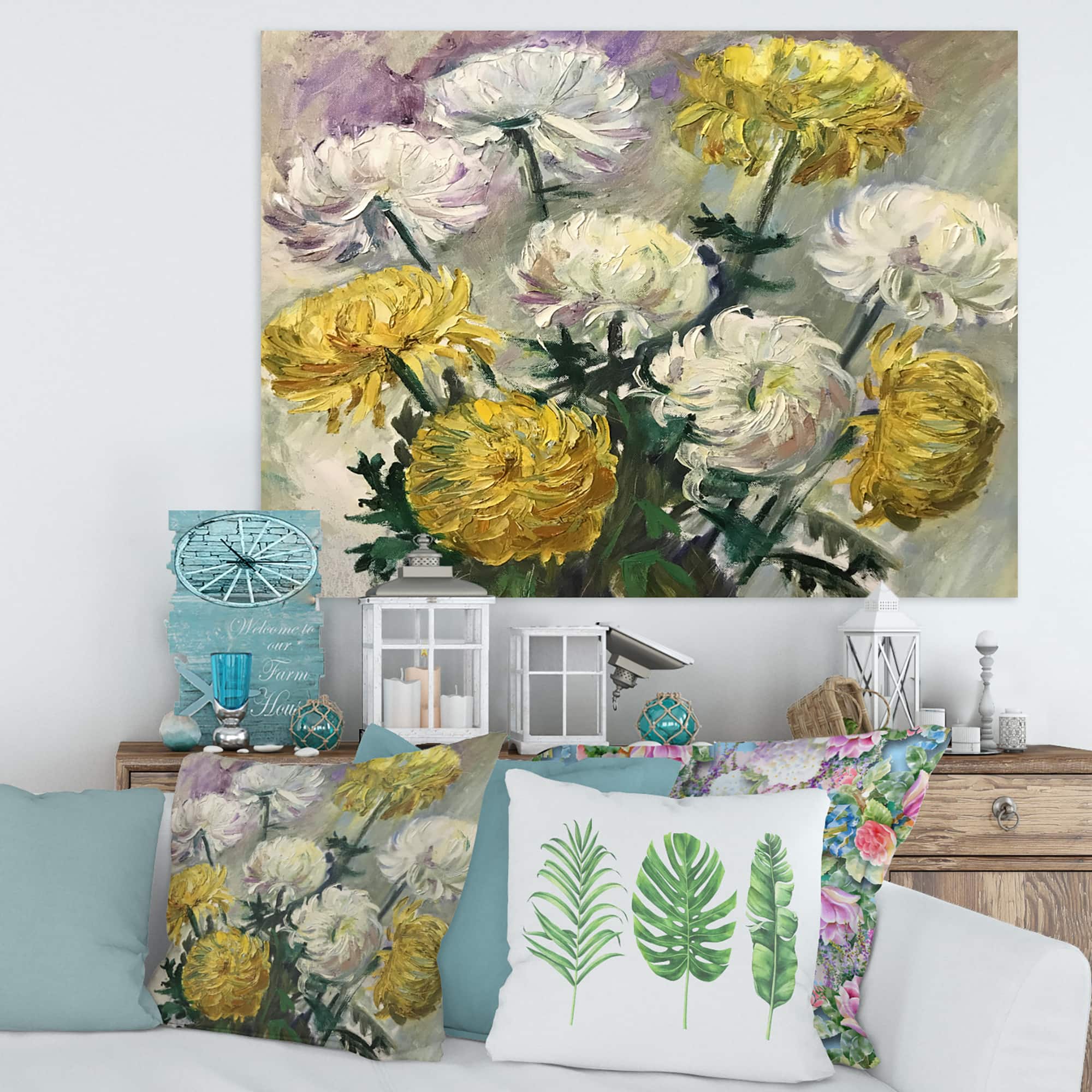 Designart - White and Golden Daisies
