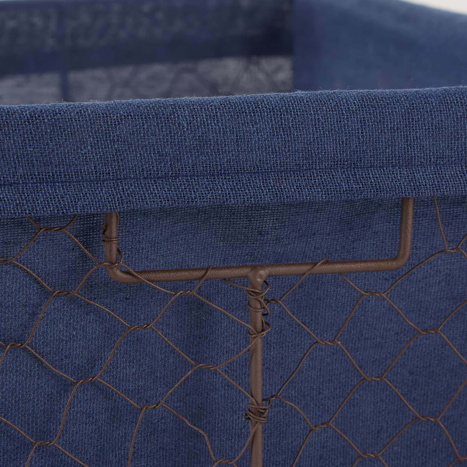 DII® Rustic Bronze Chicken Wire Baskets with French Blue Liners Set