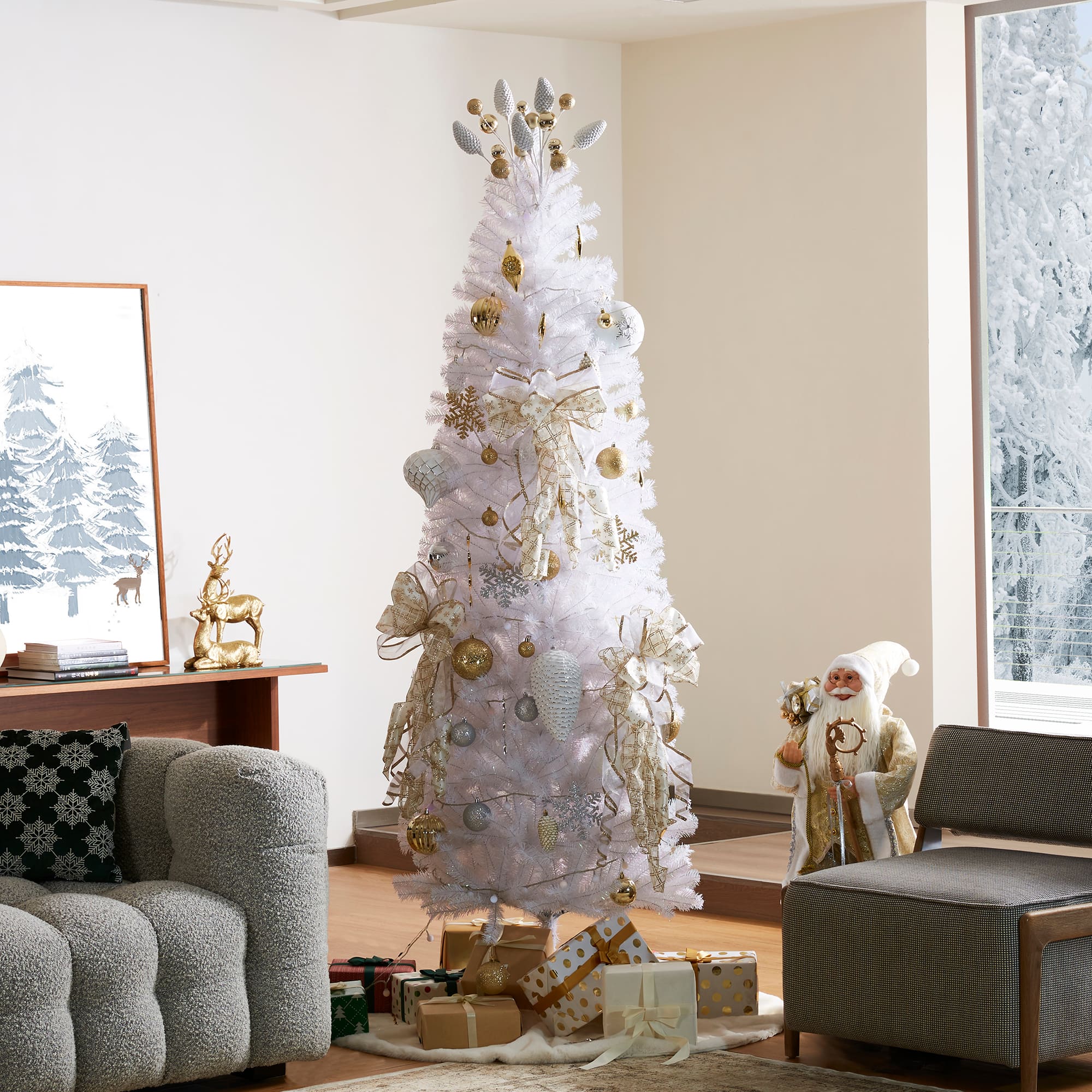 7.5ft. Unlit White Pencil Tinsel Artificial Christmas Tree