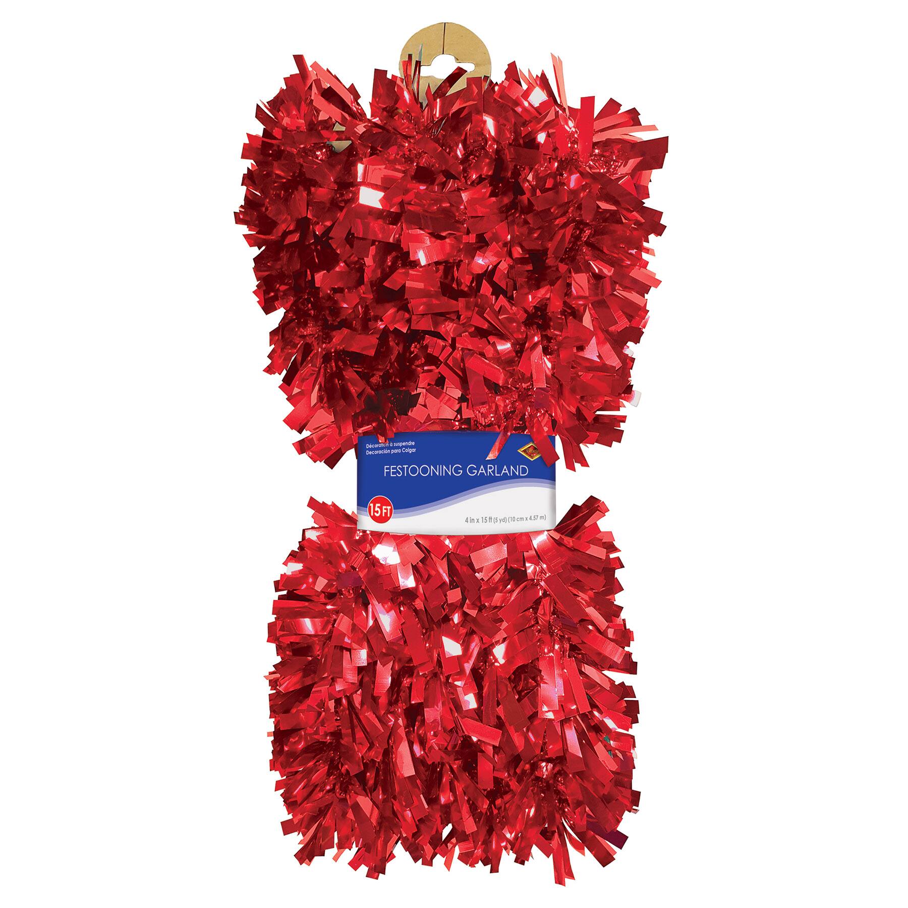 Beistle 15ft. Red 6-Ply Metallic Festooning Garland