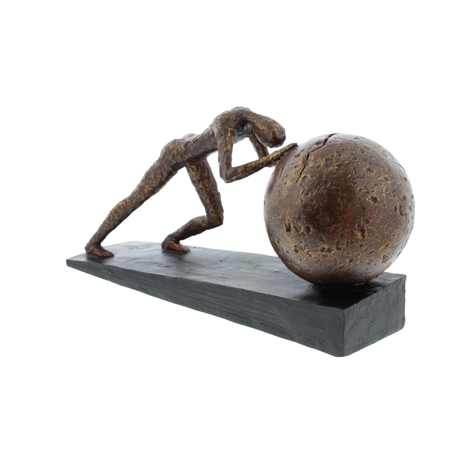 15" Brown Sisyphus Abstract Human Figurine Sculpture