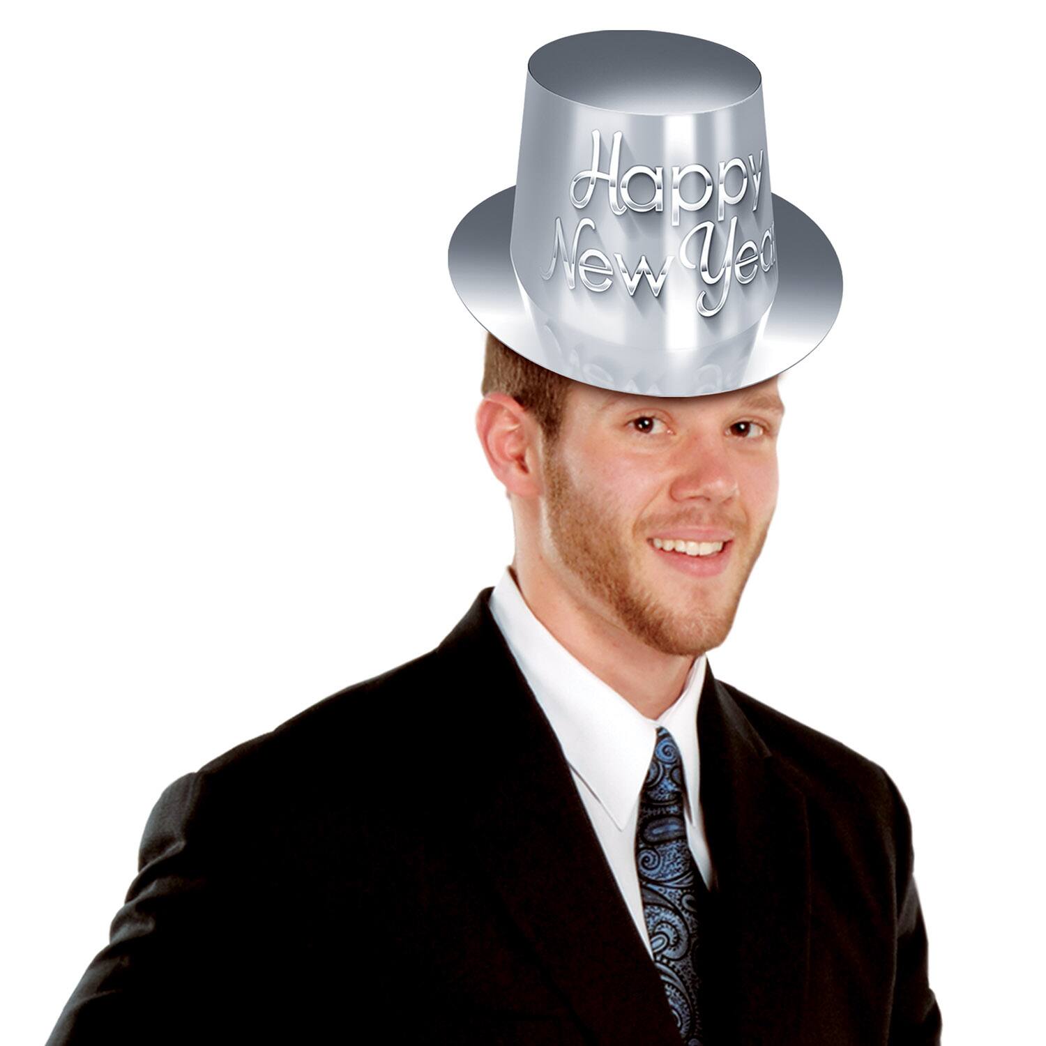 Beistle Adult Silver New Year Hi-Hats, 25ct.