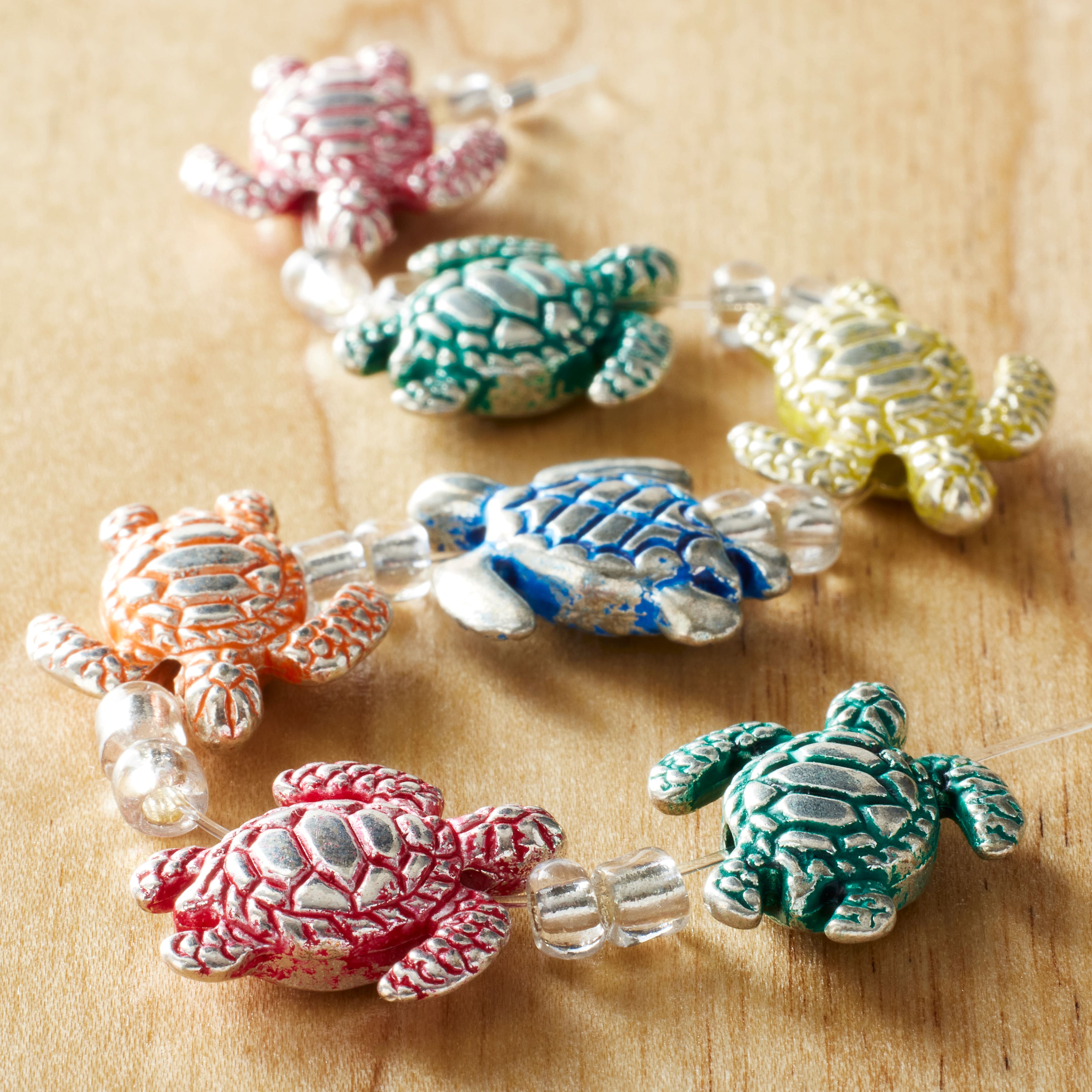 12 Pack: Multicolor Metal Turtle Beads, 18mm by Bead Landing™