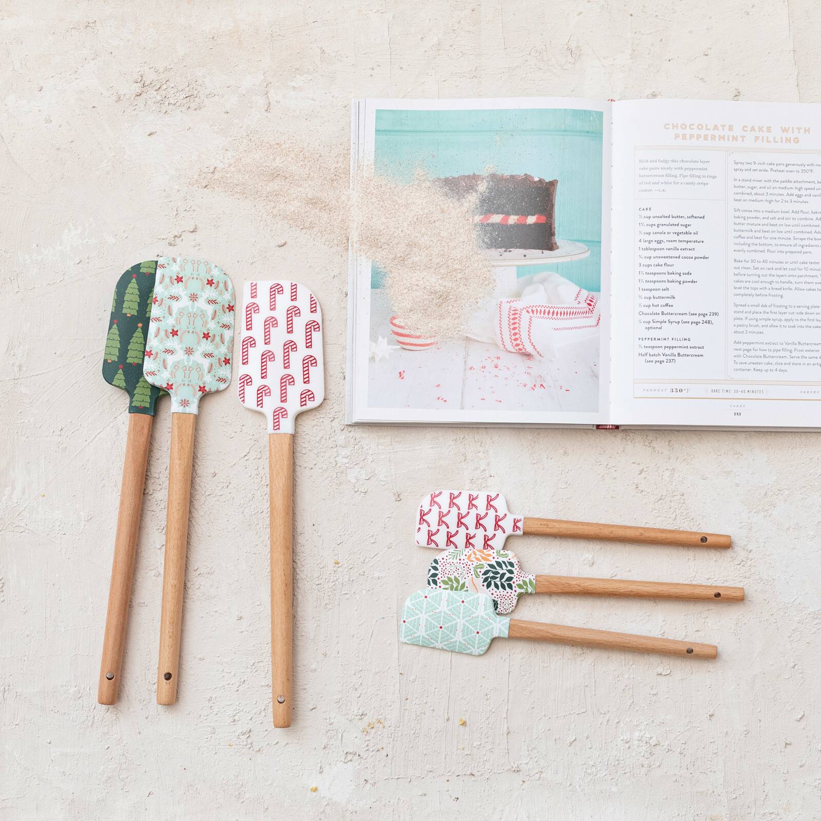 Hello Honey® 13.5" Holiday Silicone & Wood Spatula Set