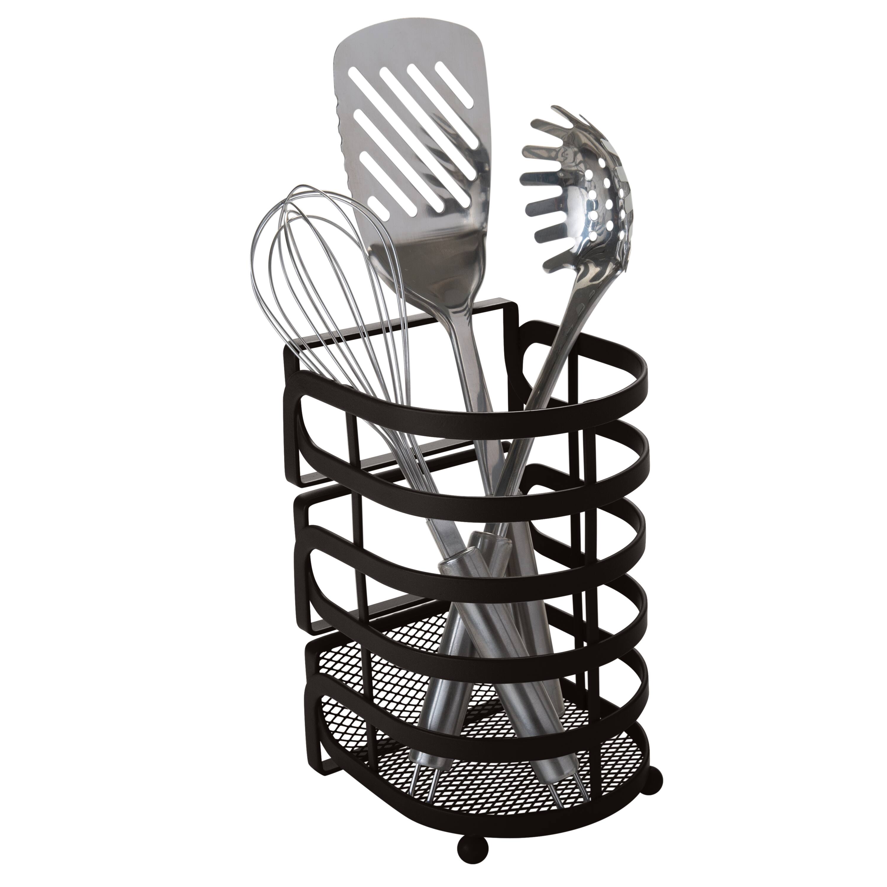 Kitchen Details Matte Black Industrial Collection Cooking Utensil Basket