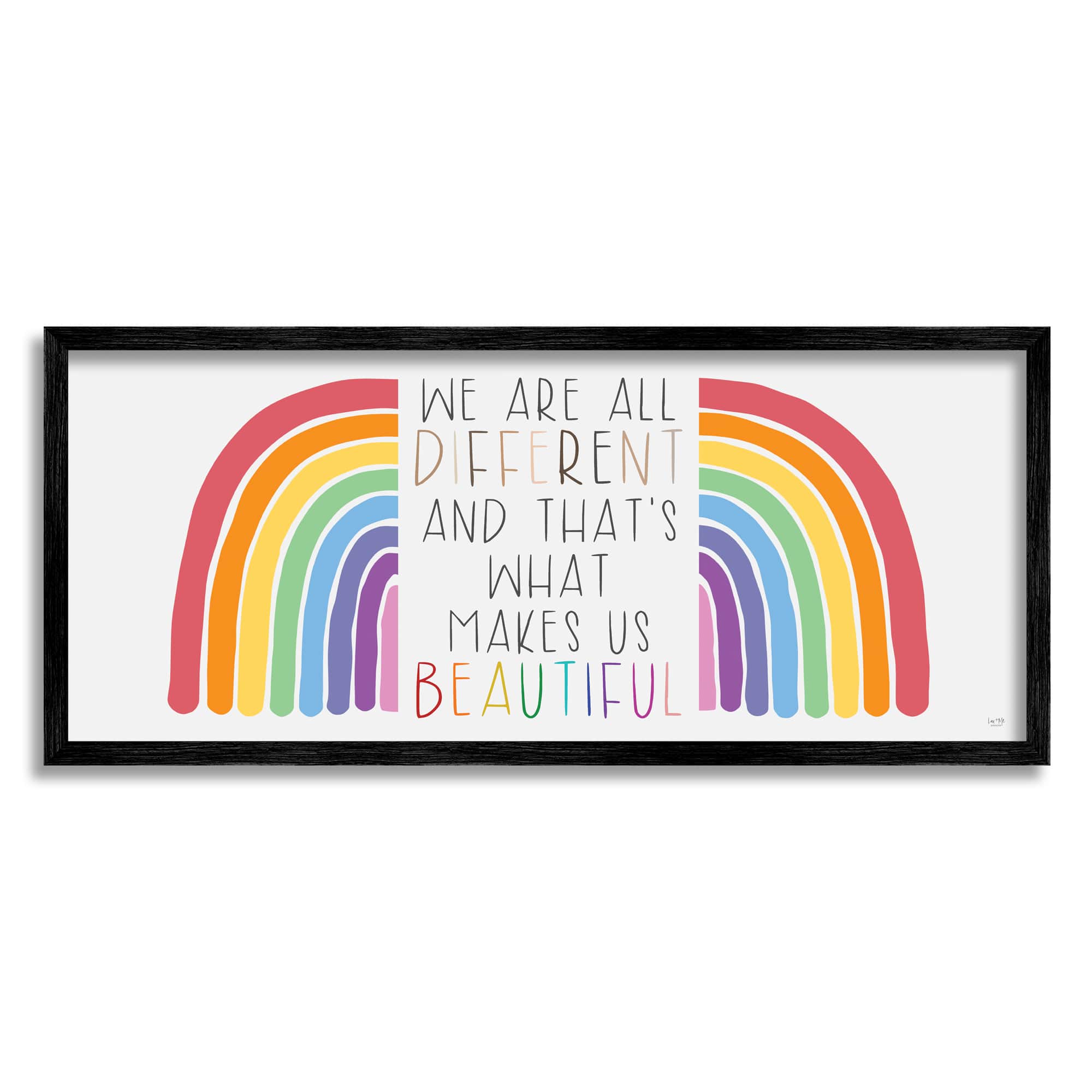 Stupell Industries Bold Rainbow Different Is Beautiful Inspirational Quote Framed Giclee Art