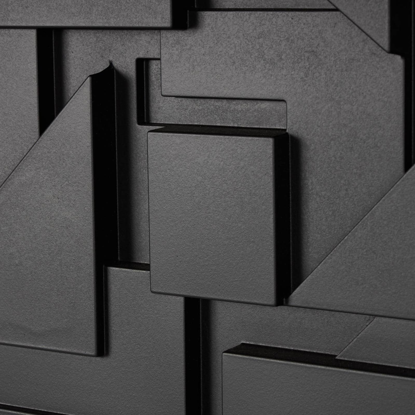 24" x 24" Black Wood Geometric Dimensional Layered Shape with Brown Frame Wall Décor