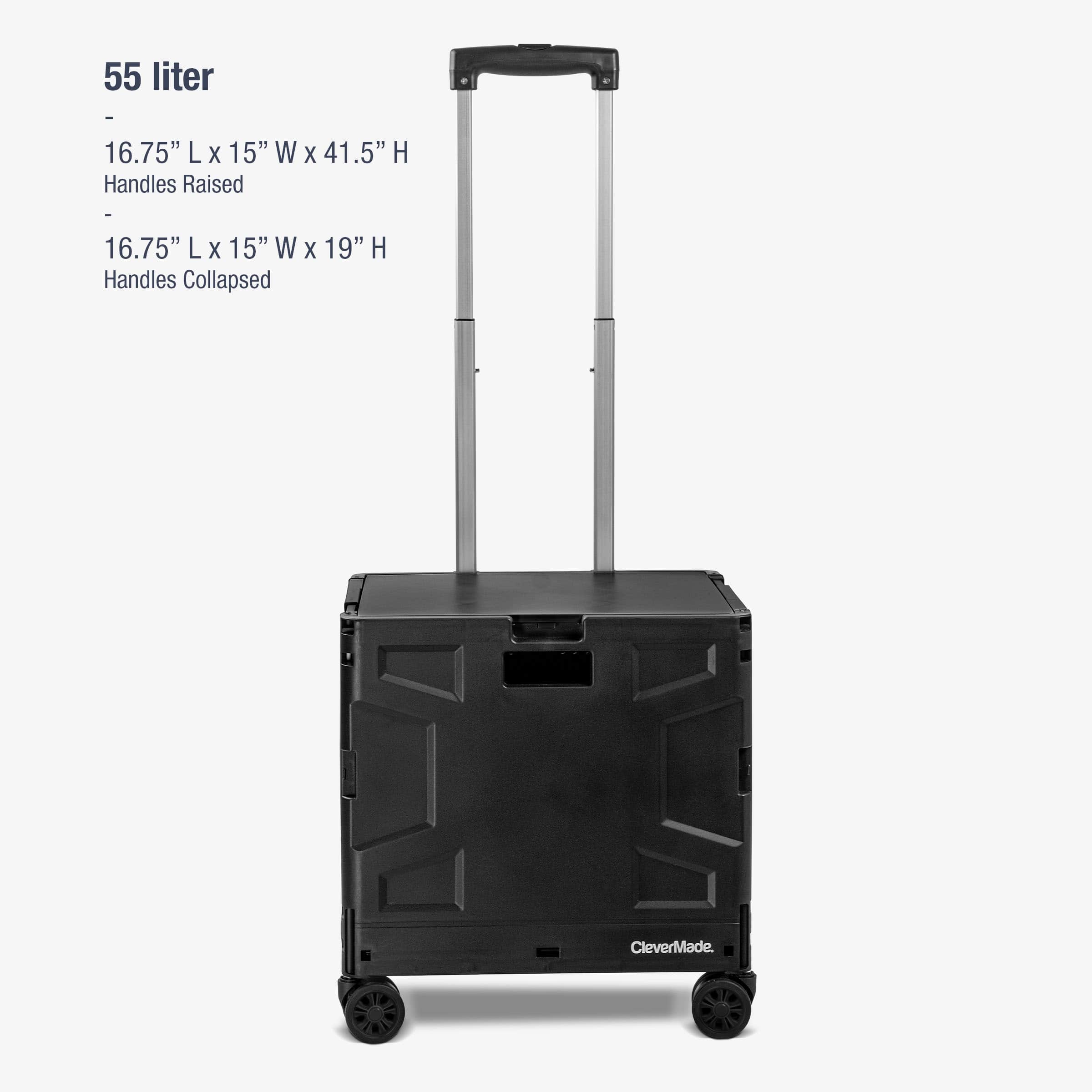CleverMade® 55L Black Wheeled Trolley Crate