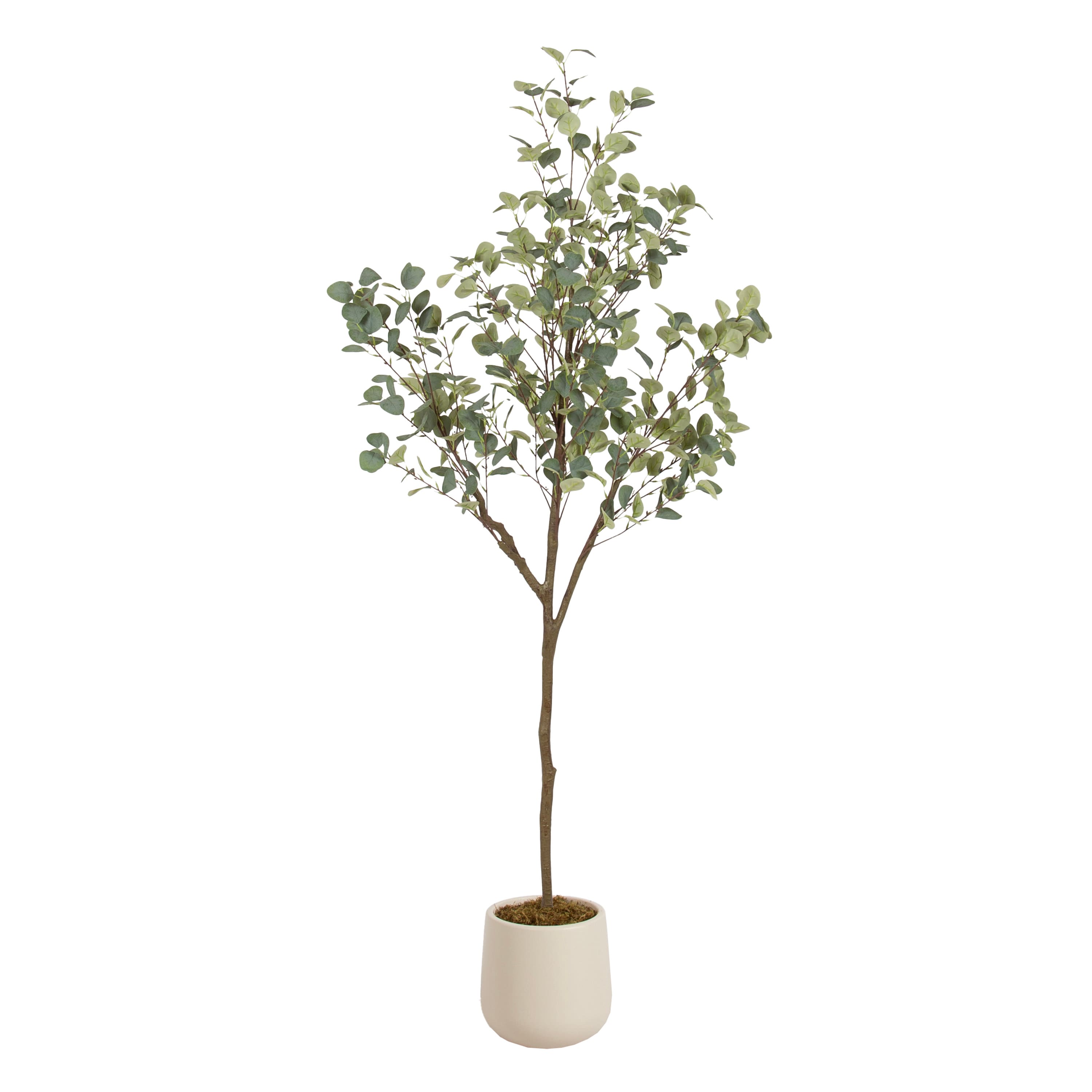 Kate and Laurel 6ft. Eudora Faux Eucalyptus Tree with Cream Planter