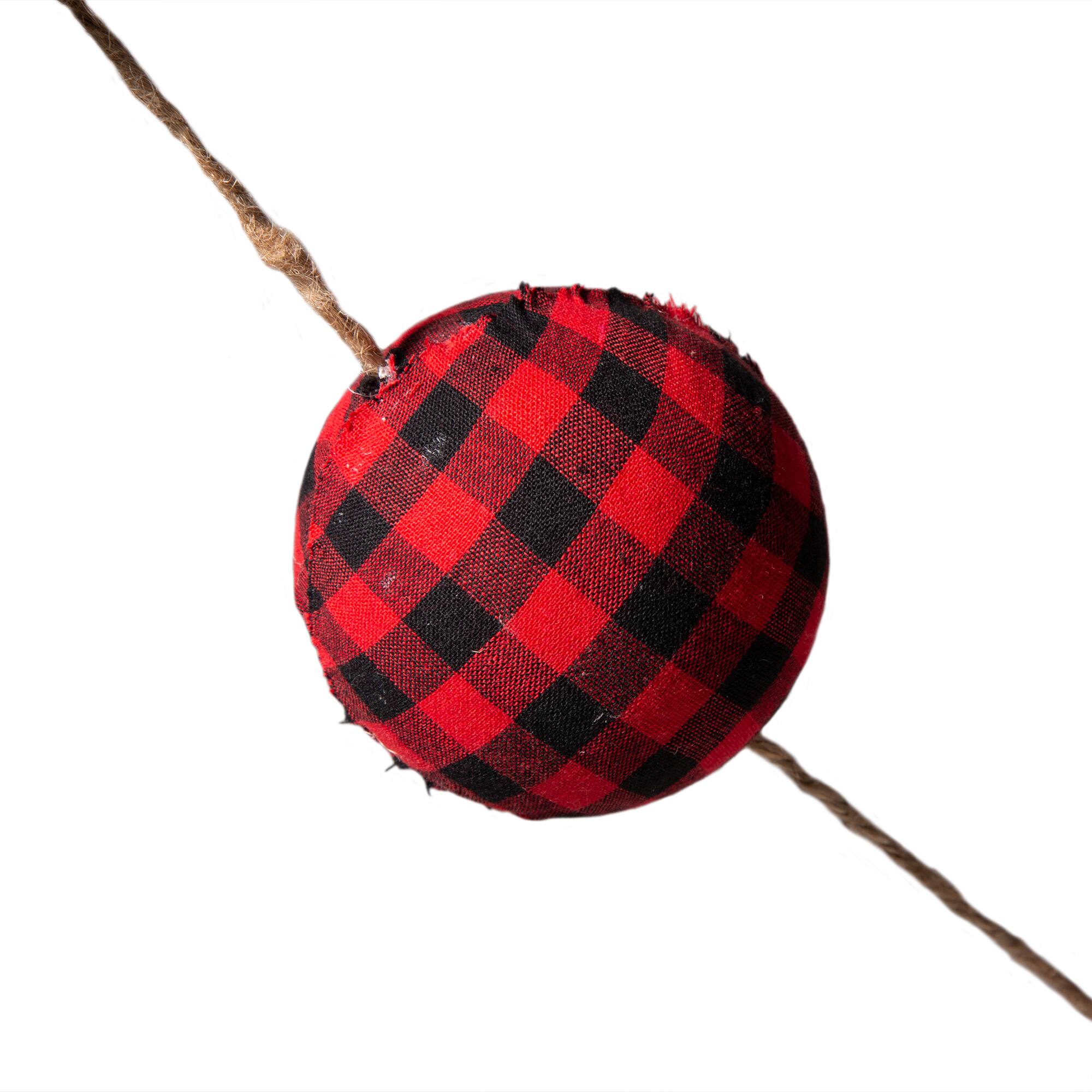Glitzhome® 6ft. Red & Black Plaid Fabric Garland Set