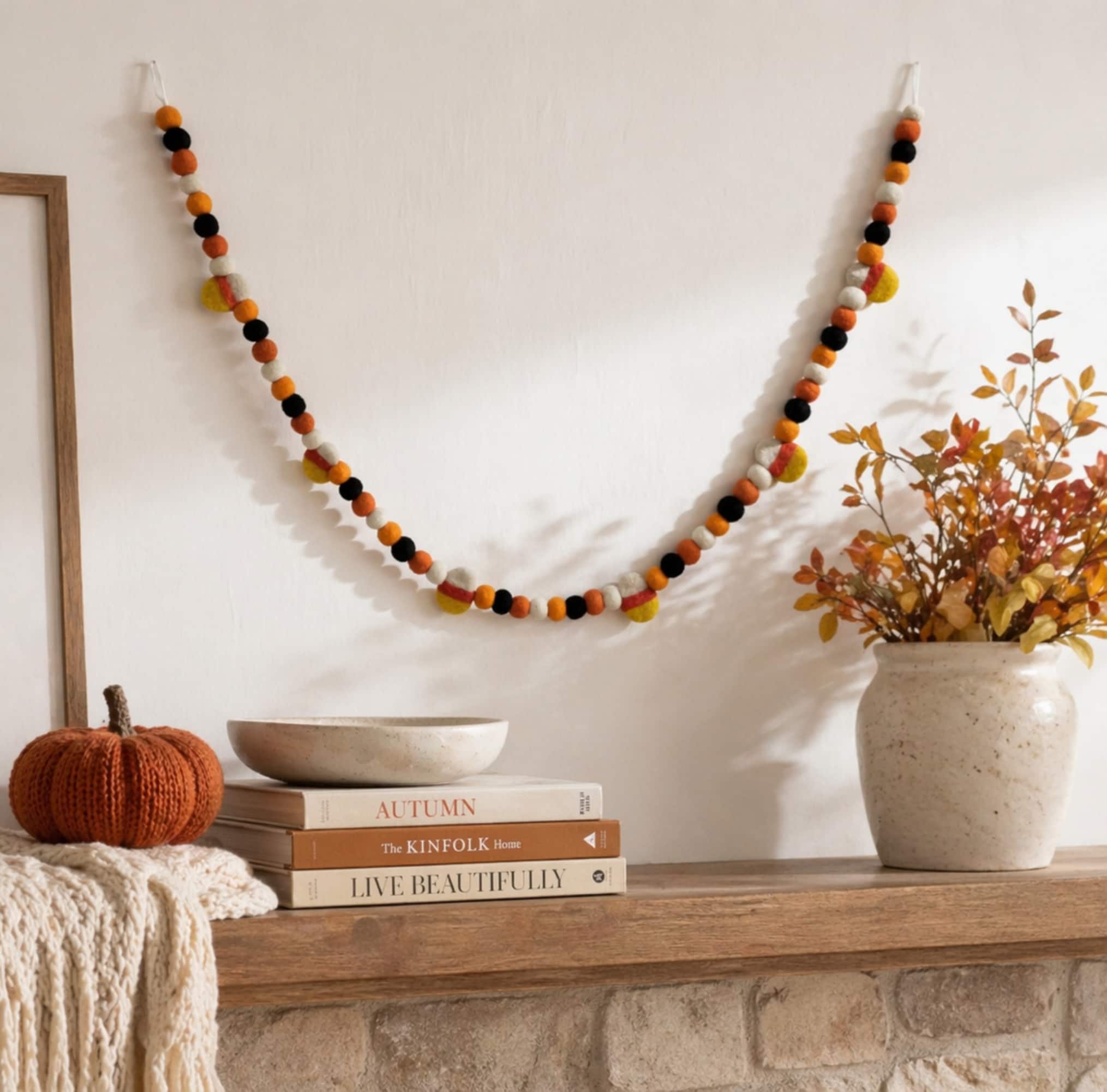 6ft. Wool Candy Corn & Pom Pom Garland by Ashland®