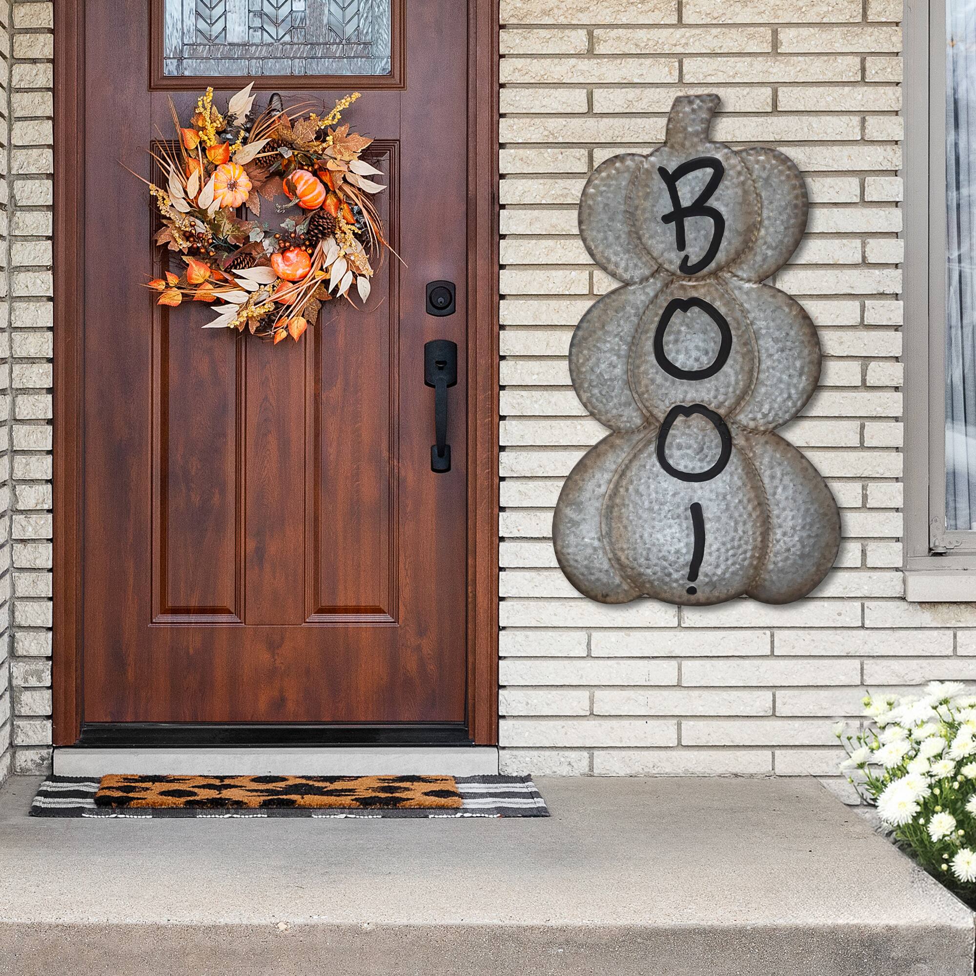 28' Silver & Brown Metal Pumpkin Halloween Decoration
