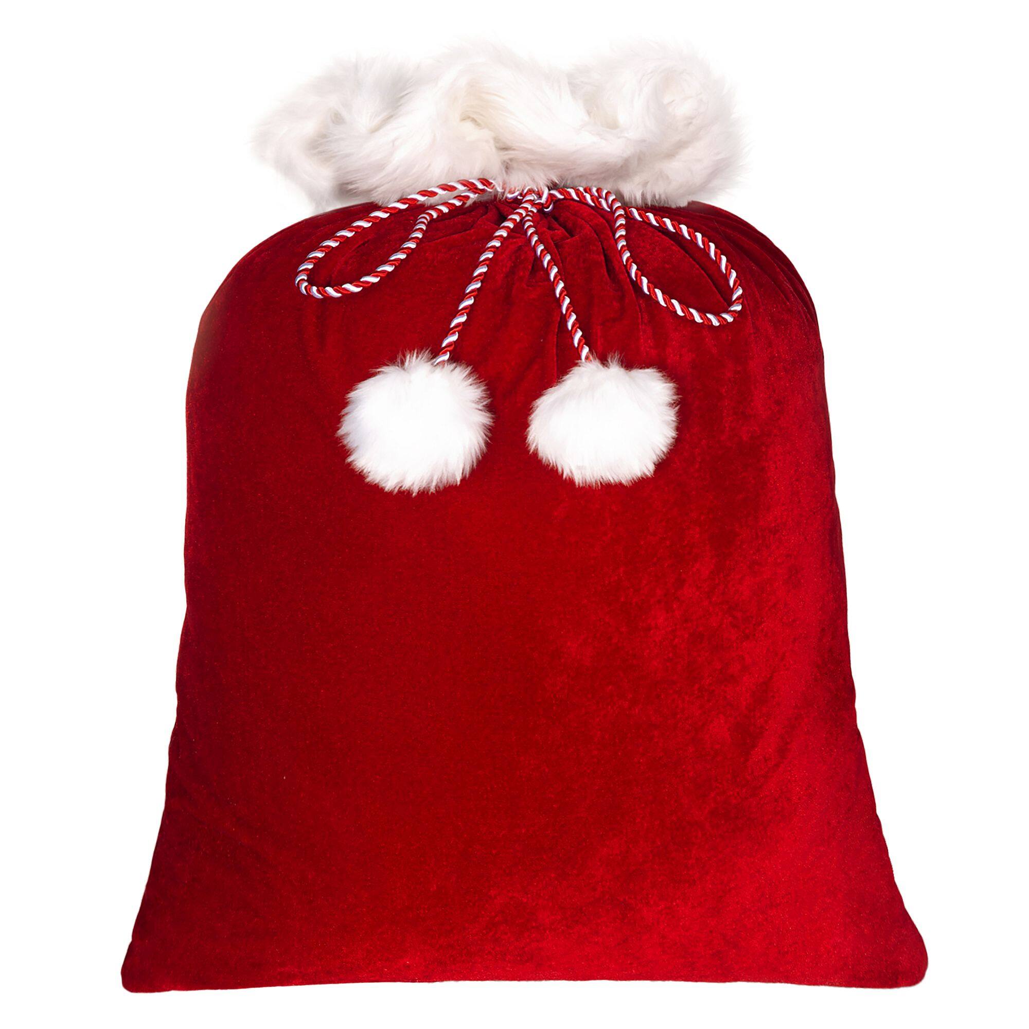 Red & White Deluxe Santa Bag With Fur Cuff