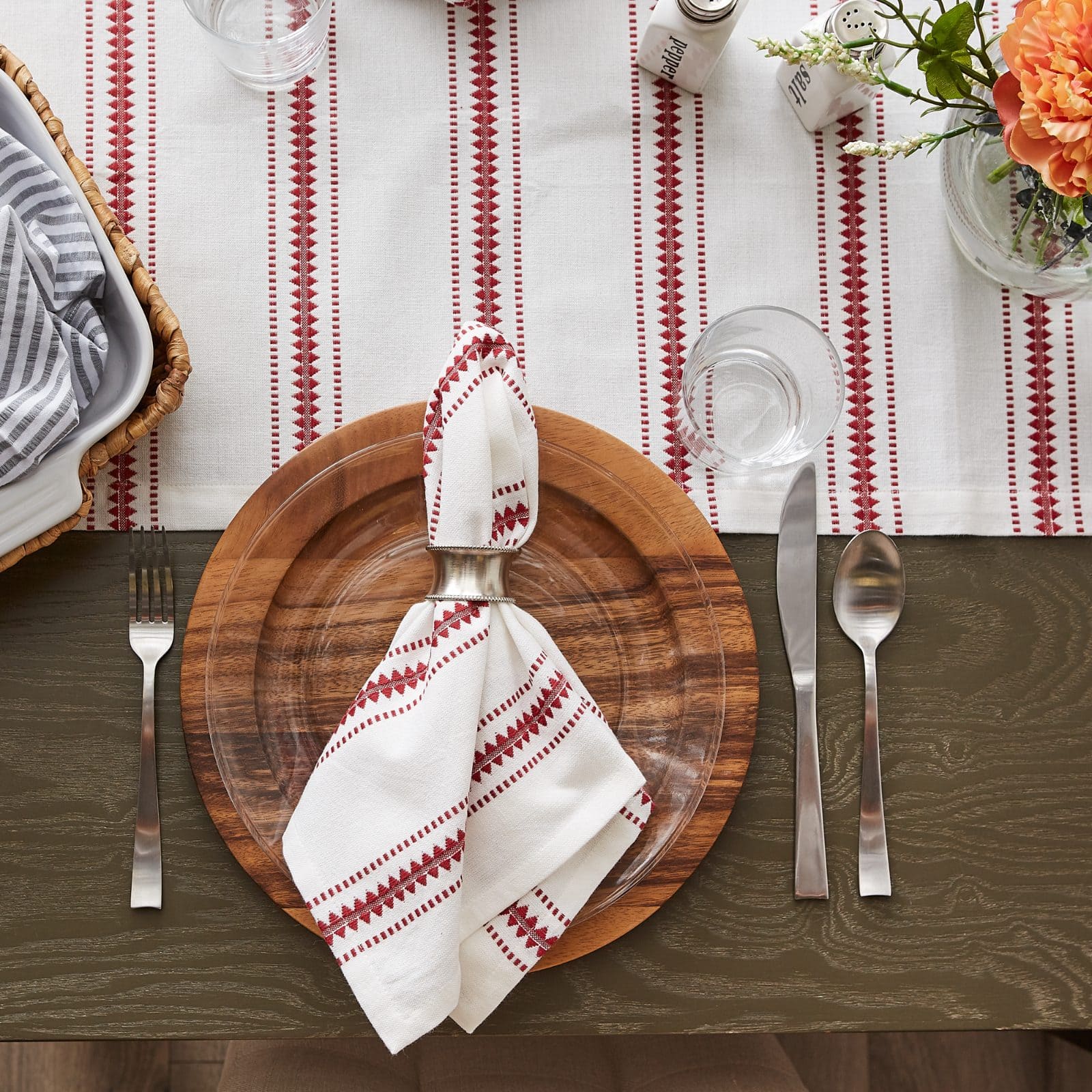 DII® Barn Red Zig Dobby Stripe Cloth Dinner Napkins, 6ct.