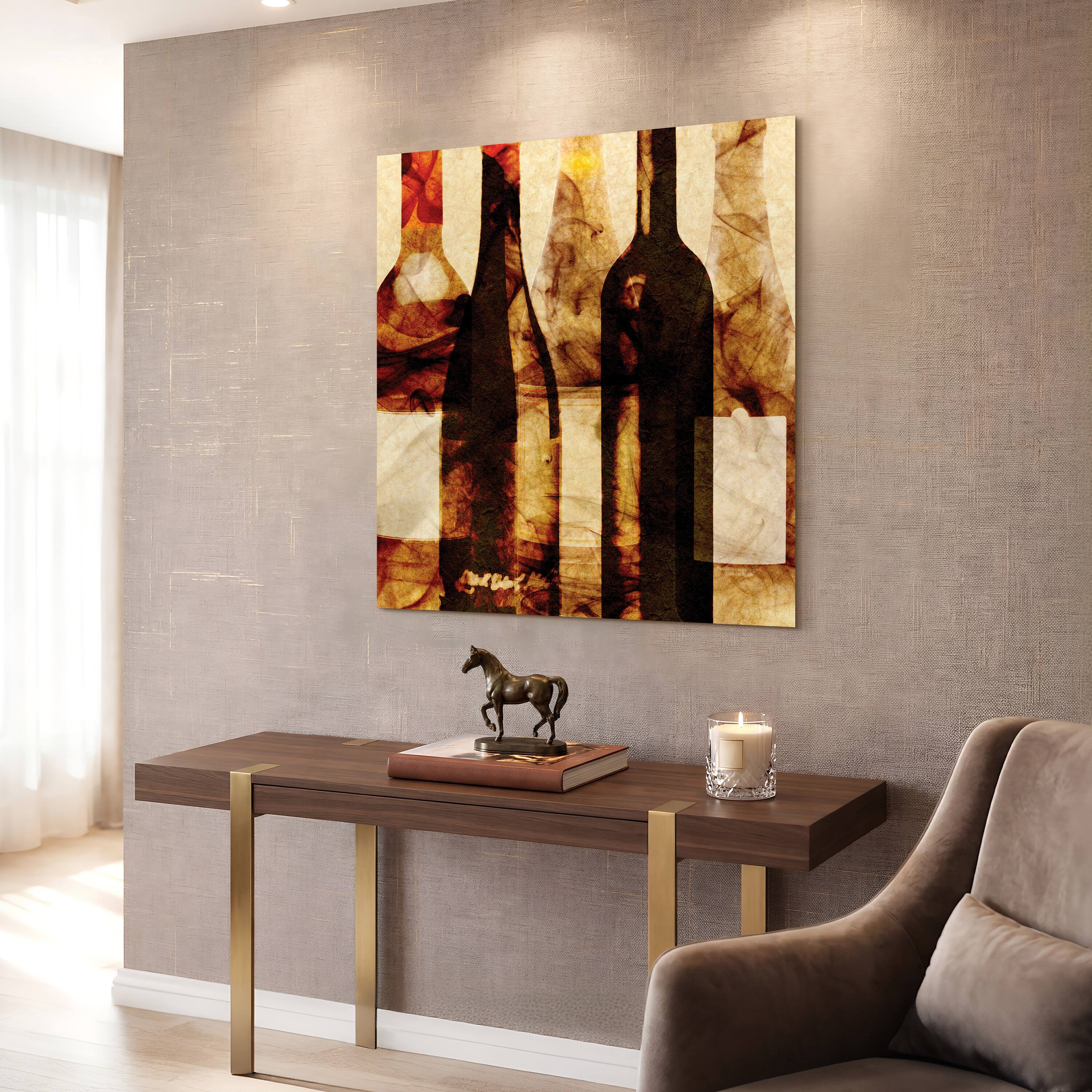 Empire Art Direct 38" x 38" Smokey Wine 3 Frameless Free Floating Tempered Art Glass Wall Art