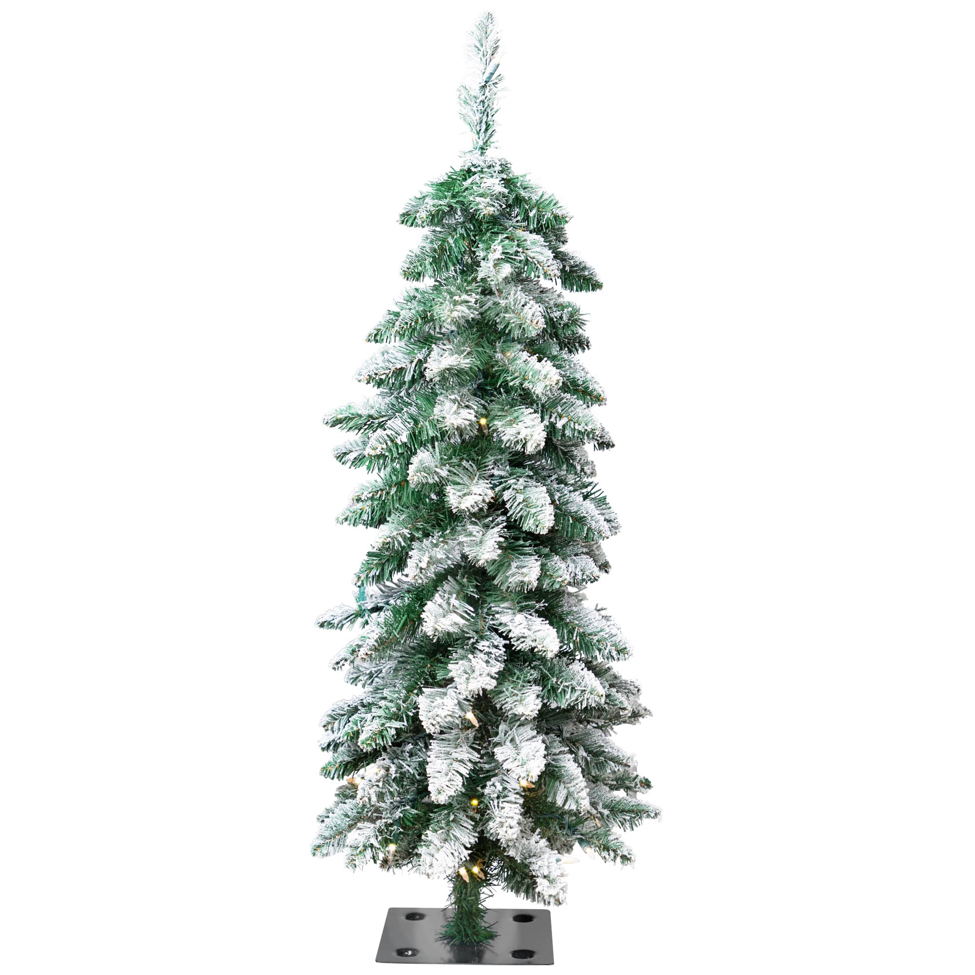 3.5ft. Pre-Lit Flocked Alpine Artificial Christmas Tree, Clear Lights
