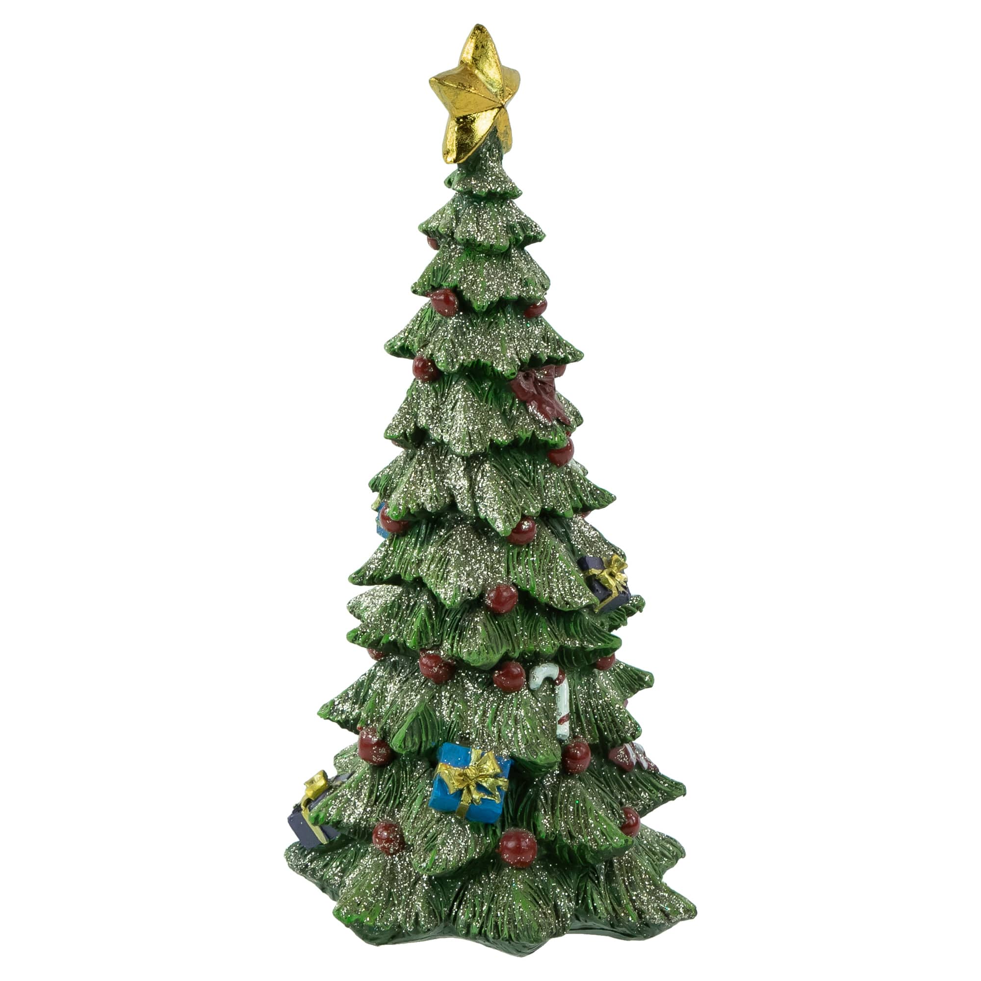 10" Glittered Christmas Tree Tabletop Decoration with Ornaments