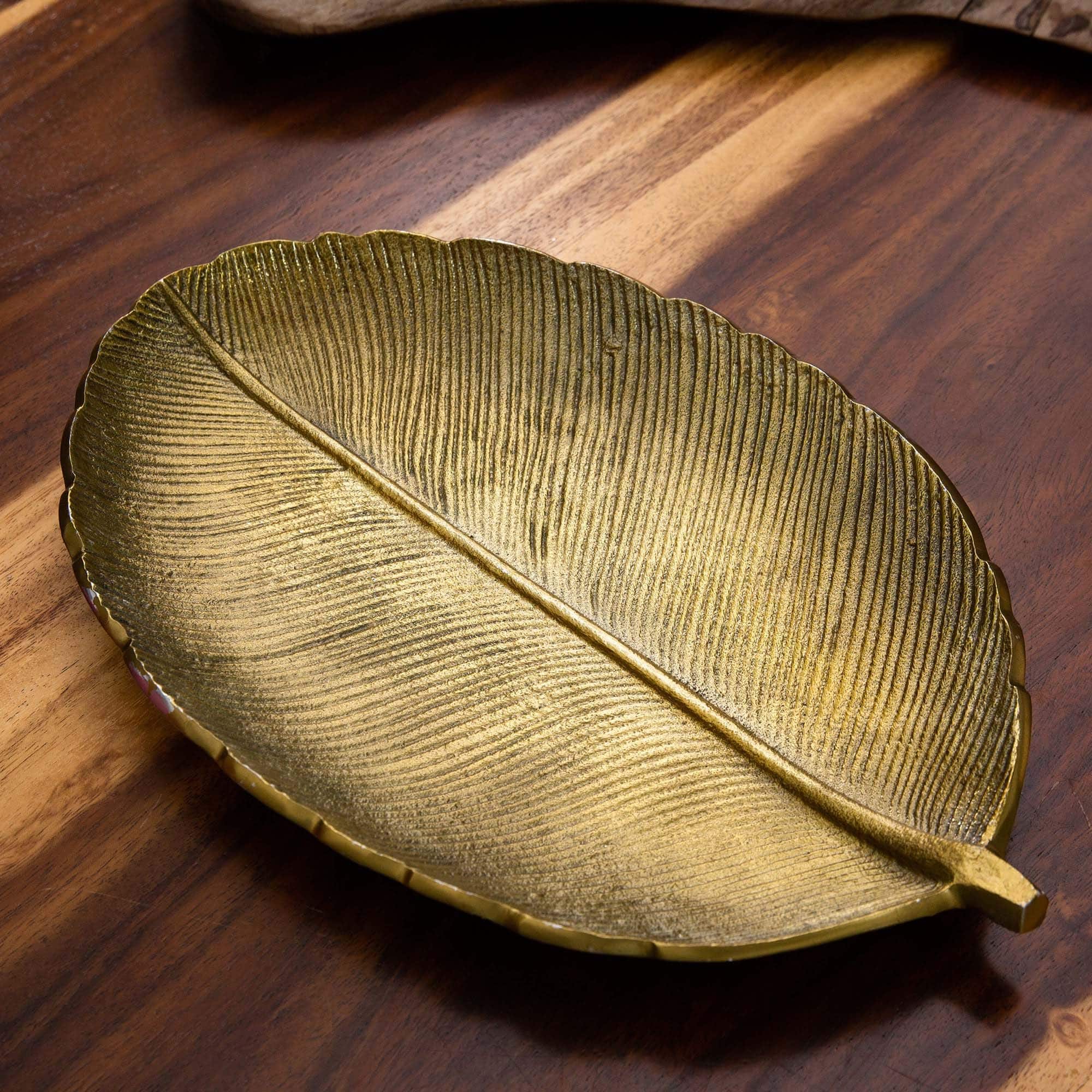 16" Gold Leaf Decorative Accent Tray