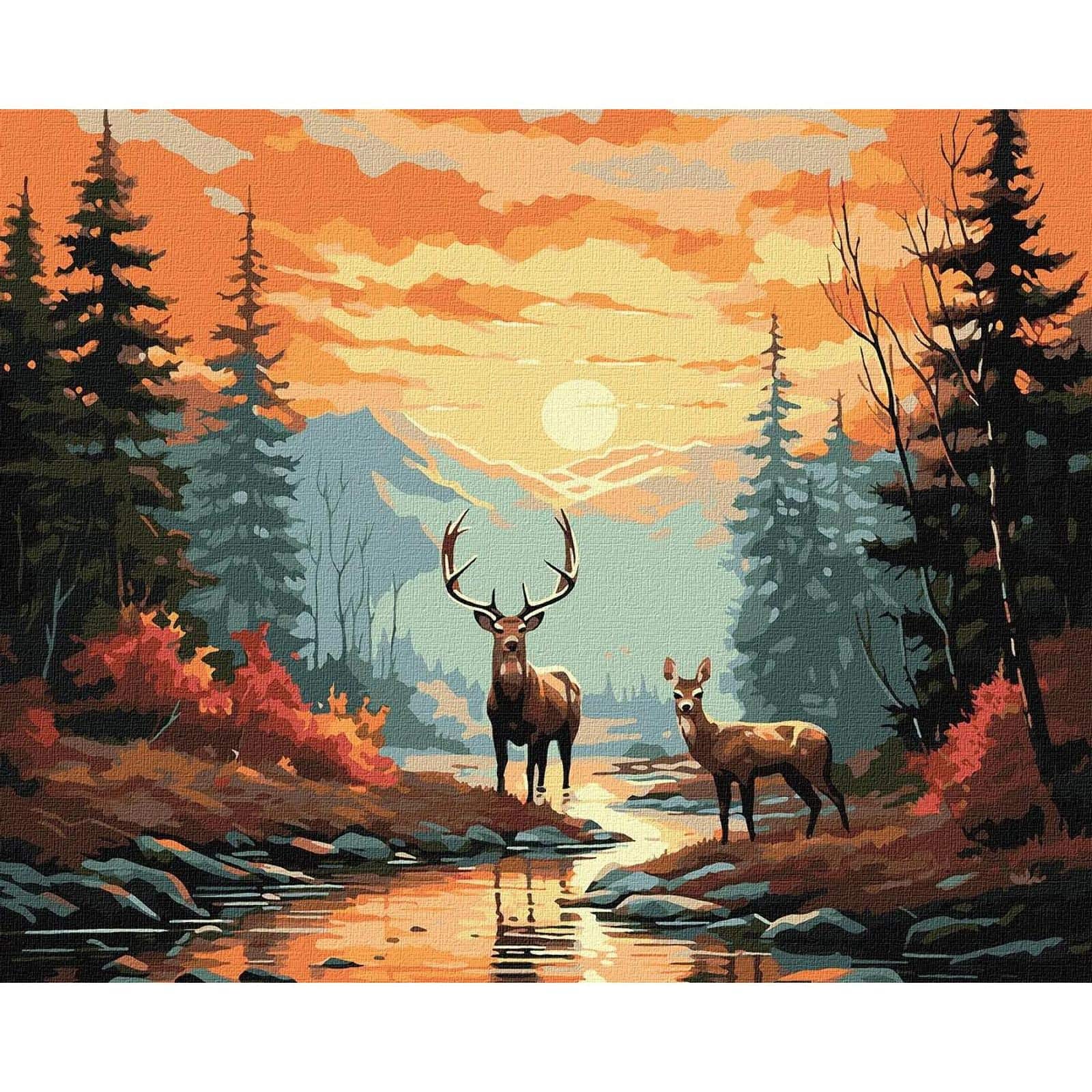 Ideyka Refined Deers Painting by Numbers Kit