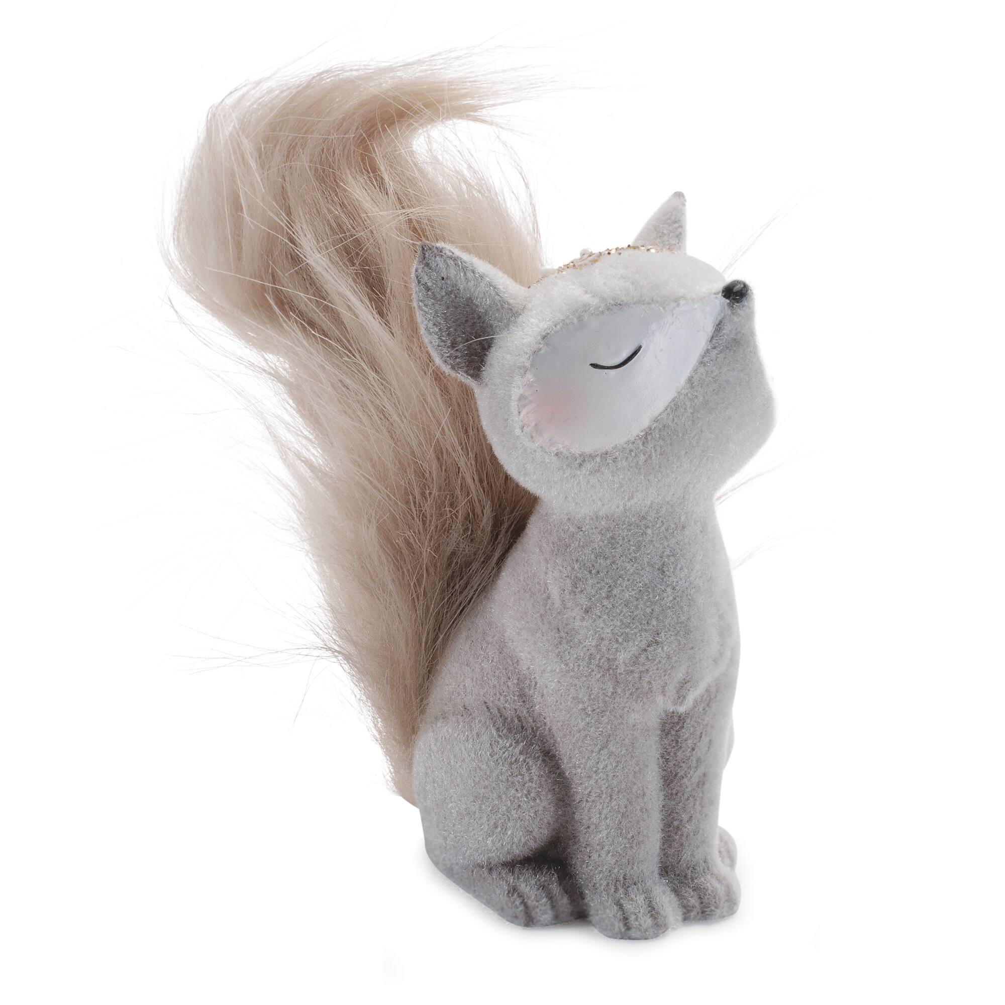 Melrose Woodland Fox Figurines with Faux Fur Tails Set