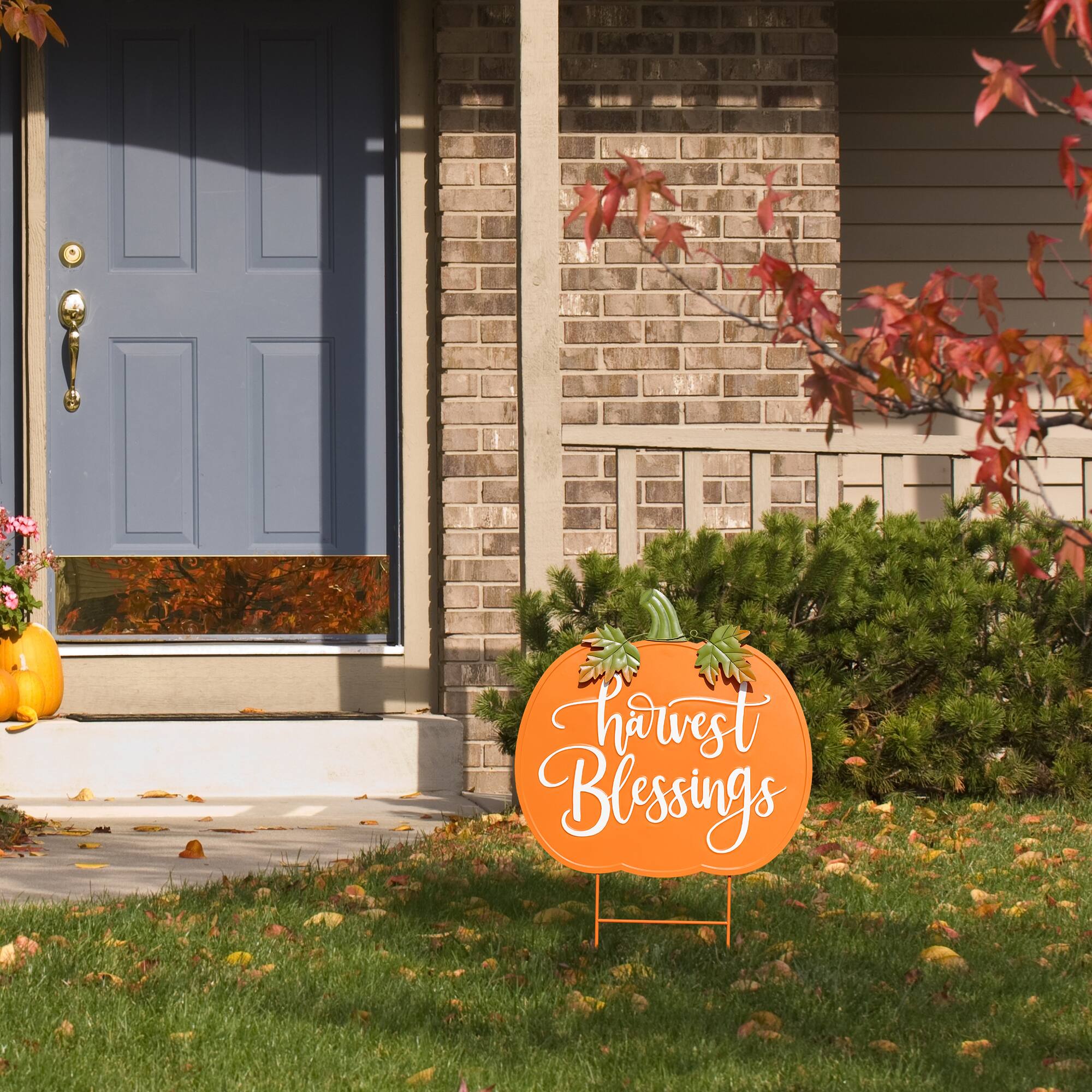 Glitzhome® 24" Fall Metal Pumpkin Yard Stake